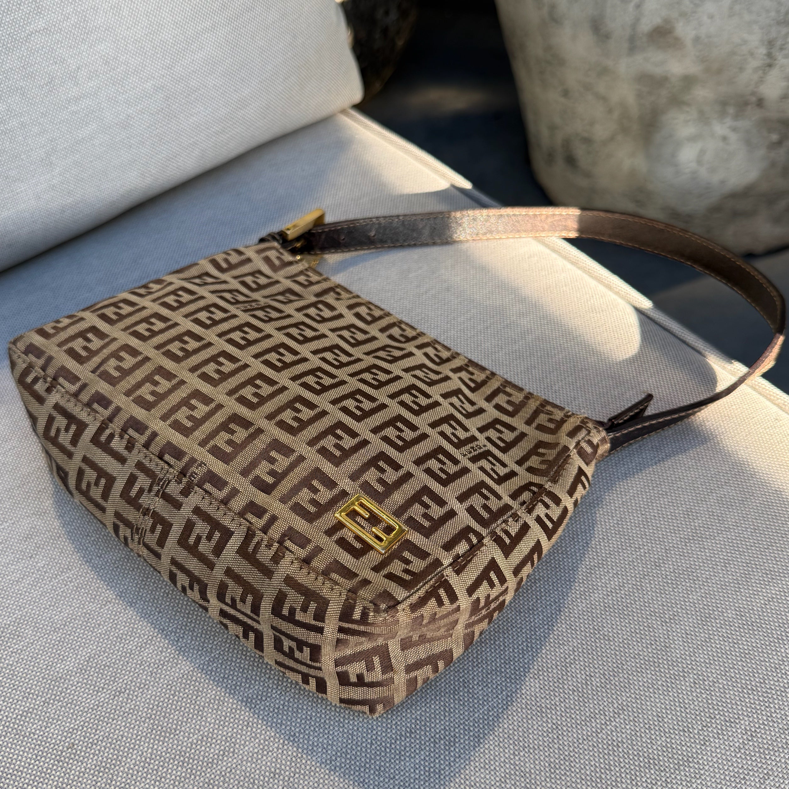 Fendi Tobacco Brown FF Baguette Pochette