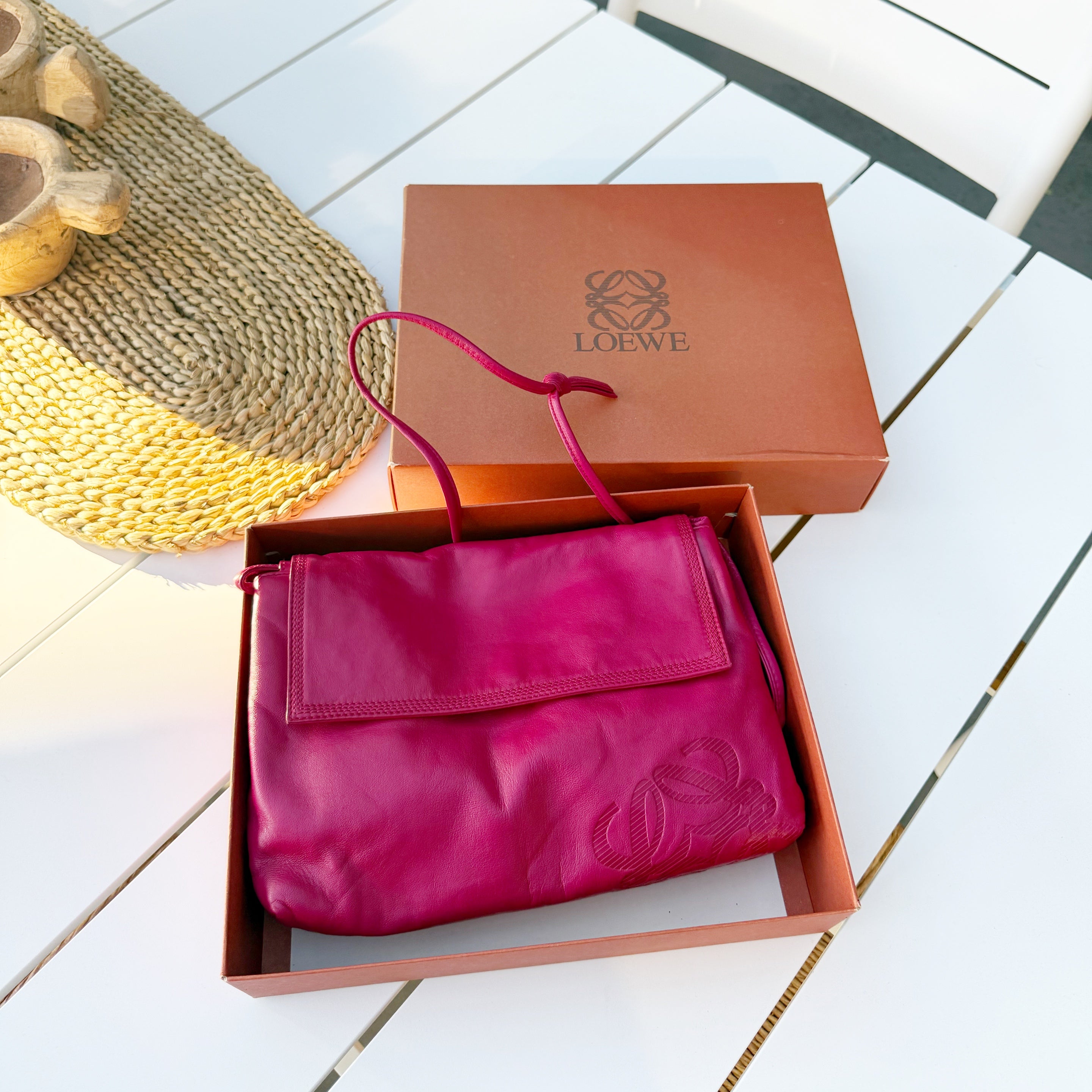 LOEWE Pink Anagram Mini Leather Bag
