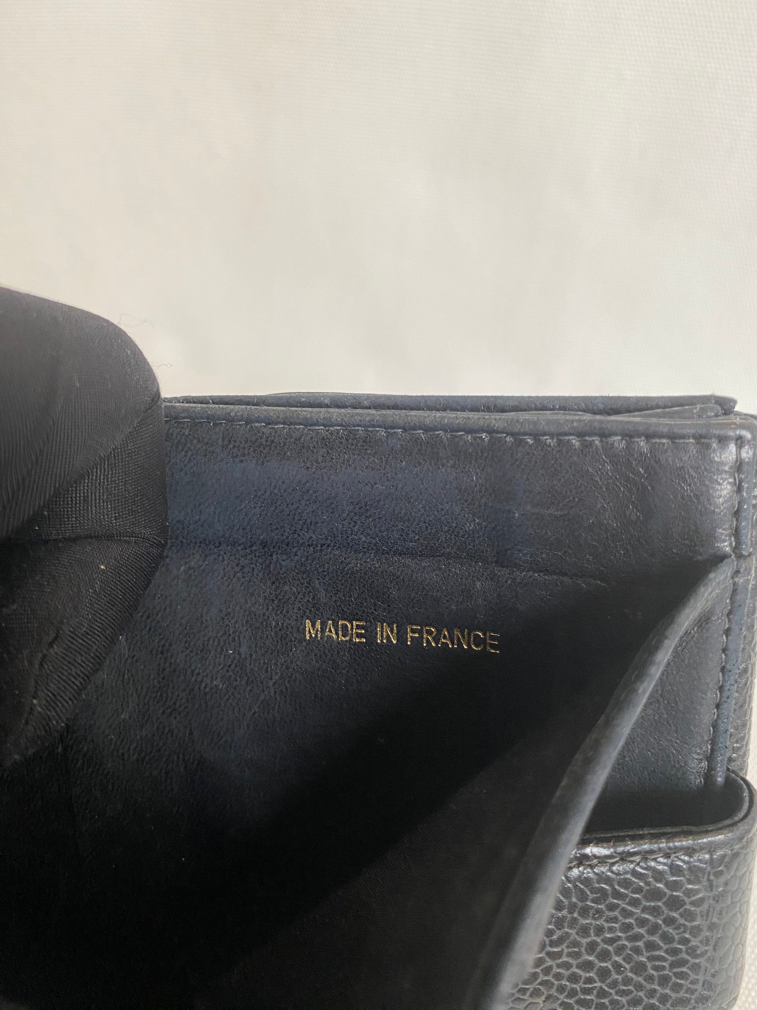 Chanel Coco Mark Bi-fold Wallet Caviar Leather Black