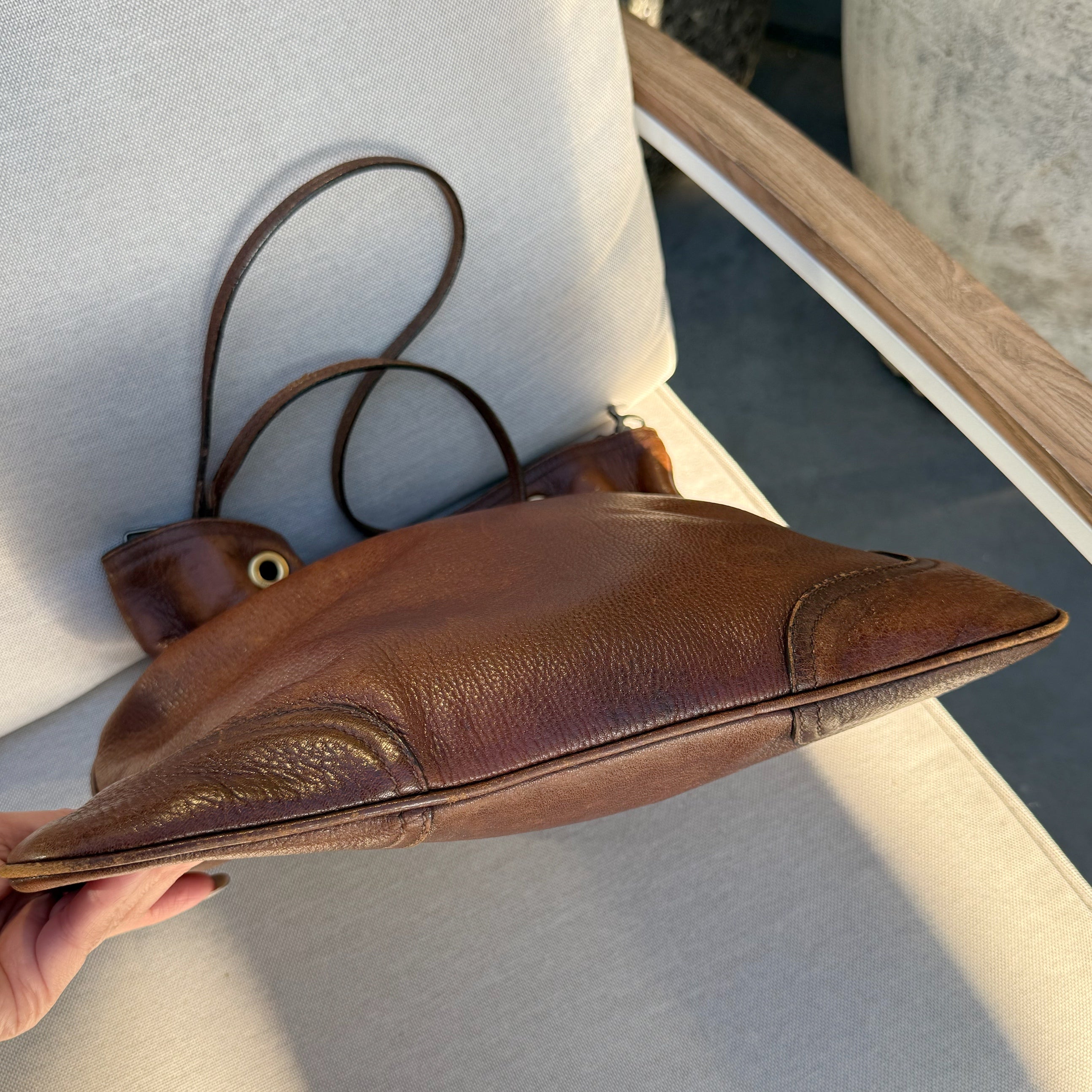 Prada Brown Cervo Antik Shopping Tote Cammello