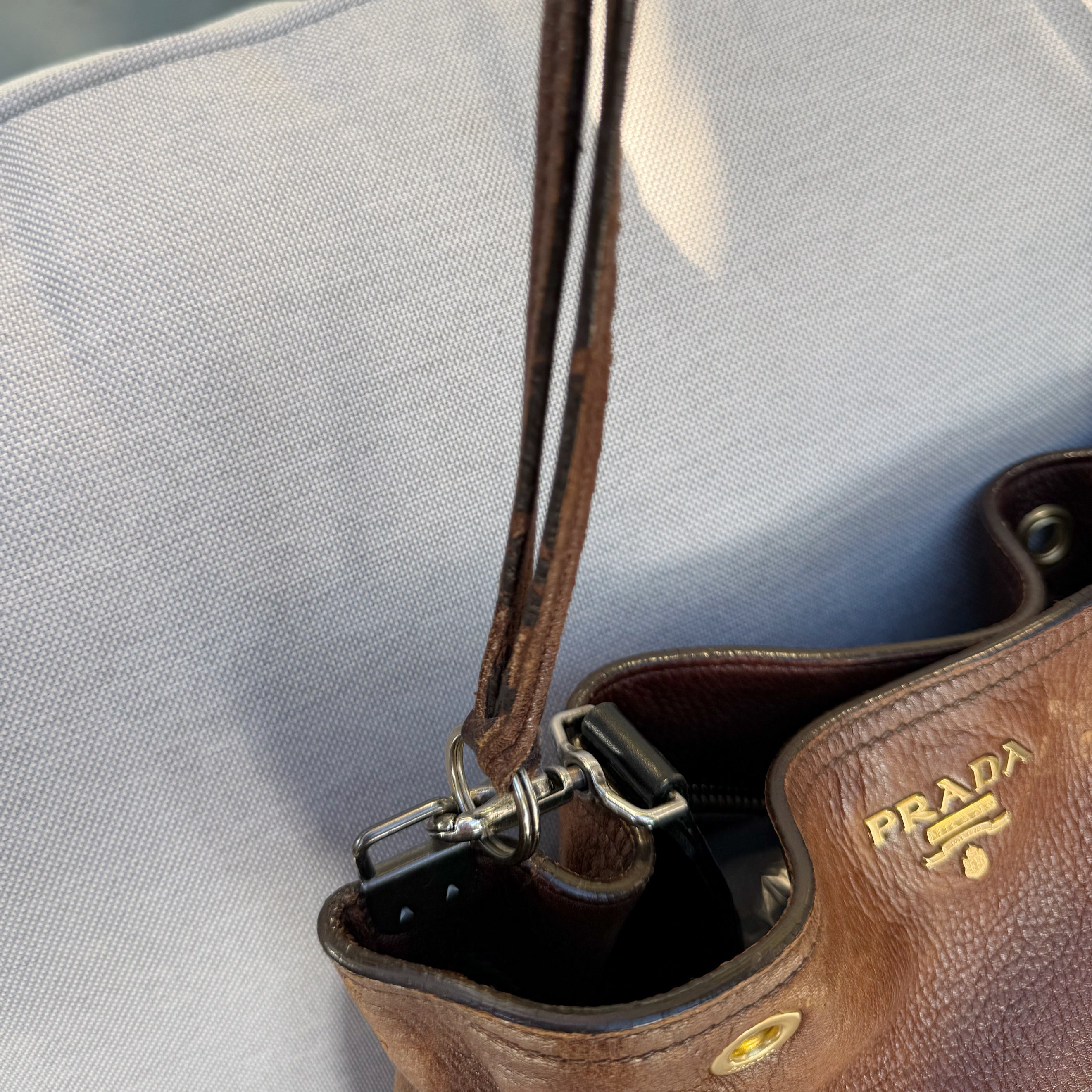 Prada Brown Cervo Antik Shopping Tote Cammello