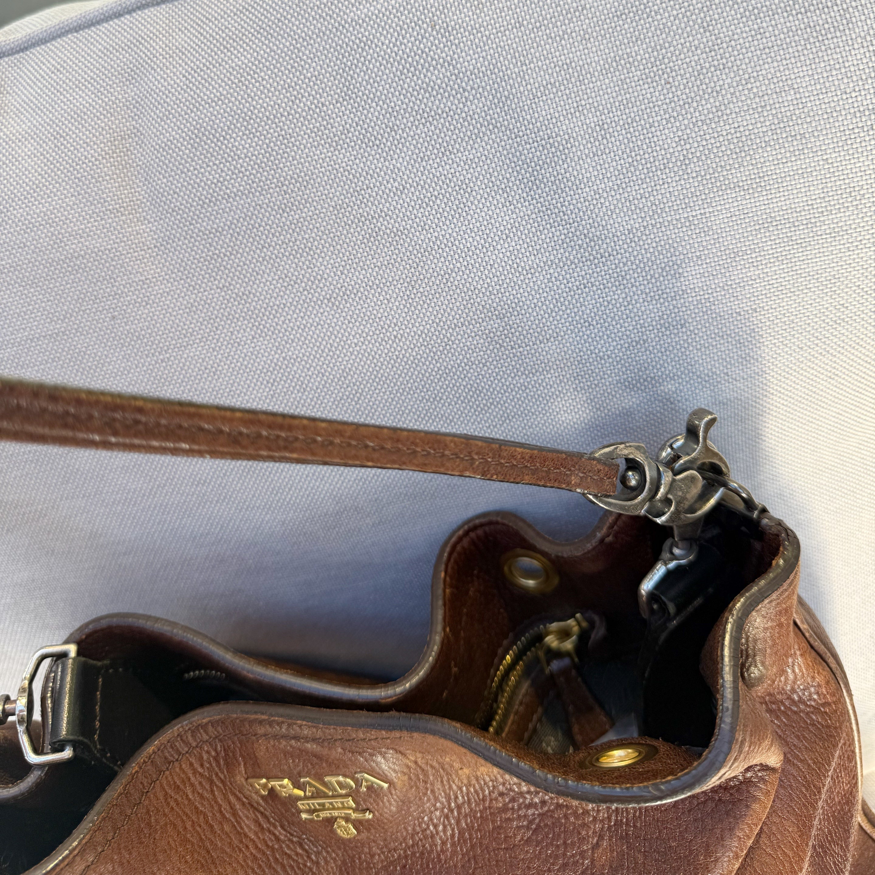 Prada Brown Cervo Antik Shopping Tote Cammello