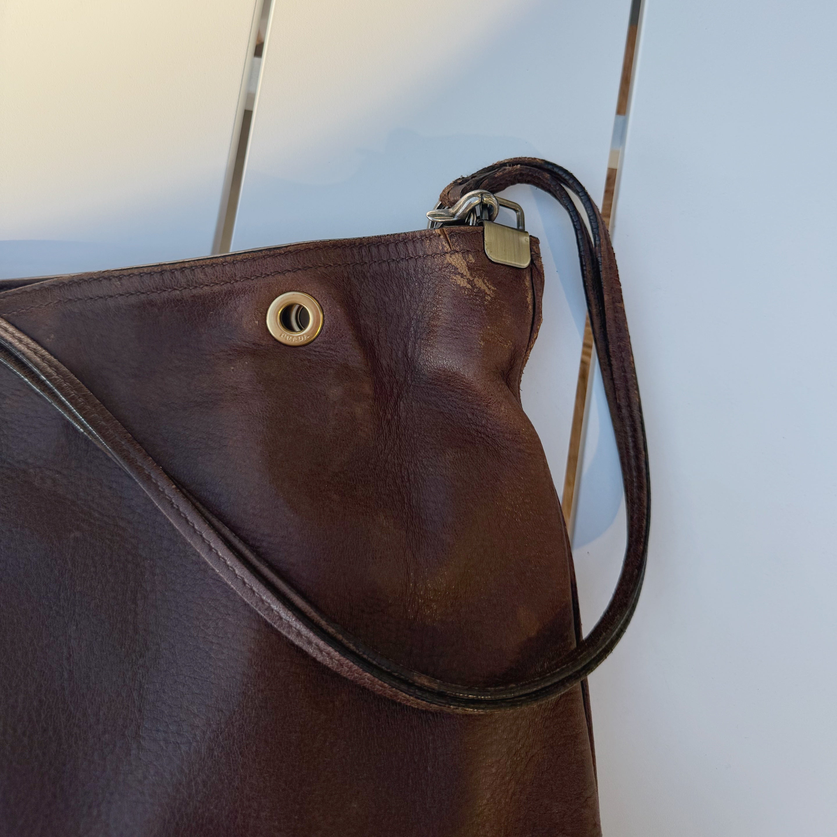 Prada Brown Cervo Antik Shopping Tote Cammello