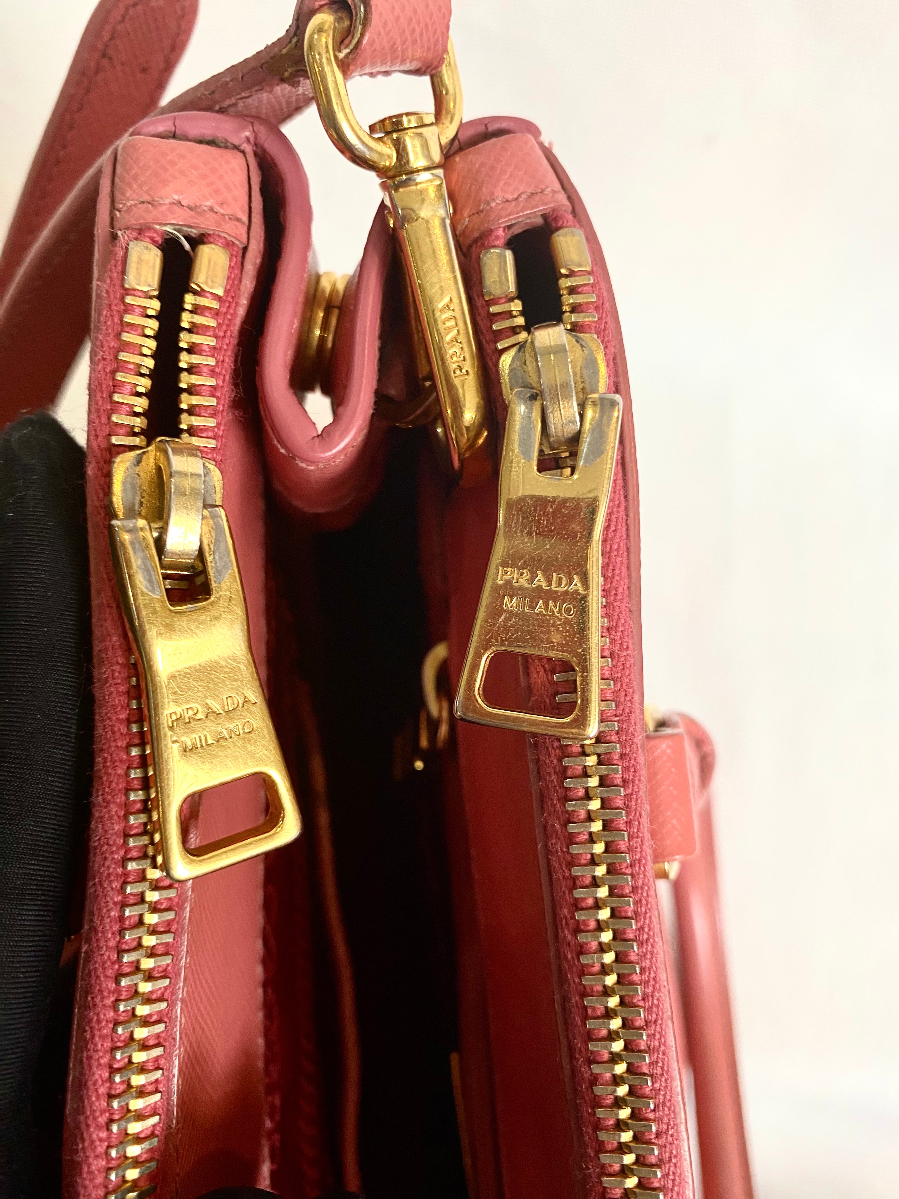 Prada Saffiano Lux Galleria Double Zip Tote Pink