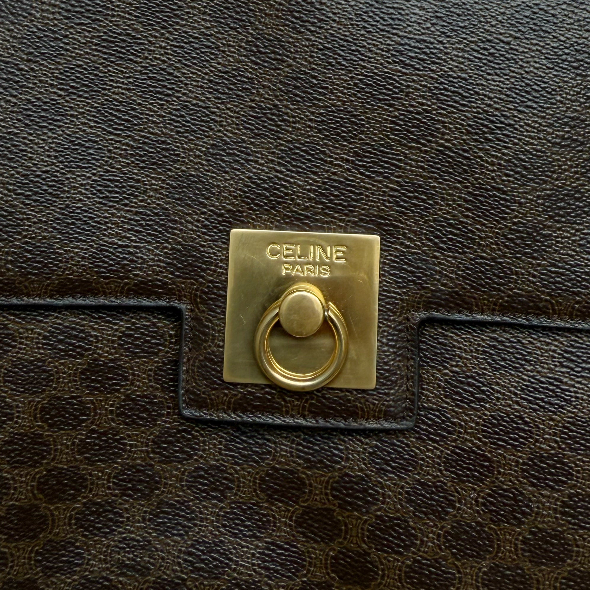 Celine Vintage Triomphe Brown Macadam Canvas