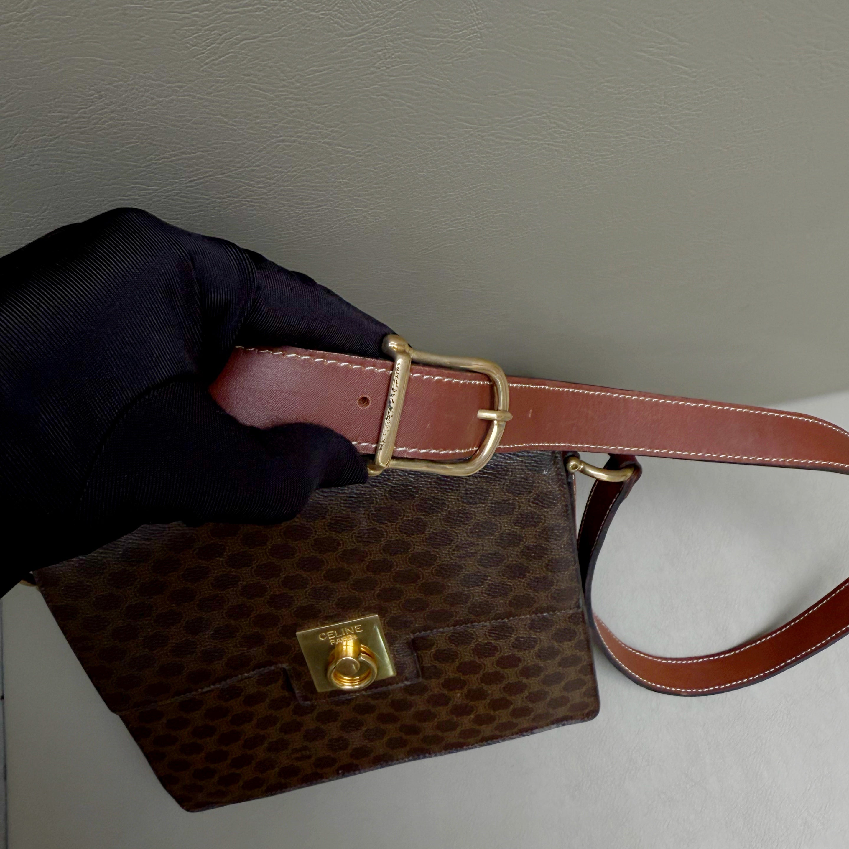 Celine Vintage Triomphe Brown Macadam Canvas