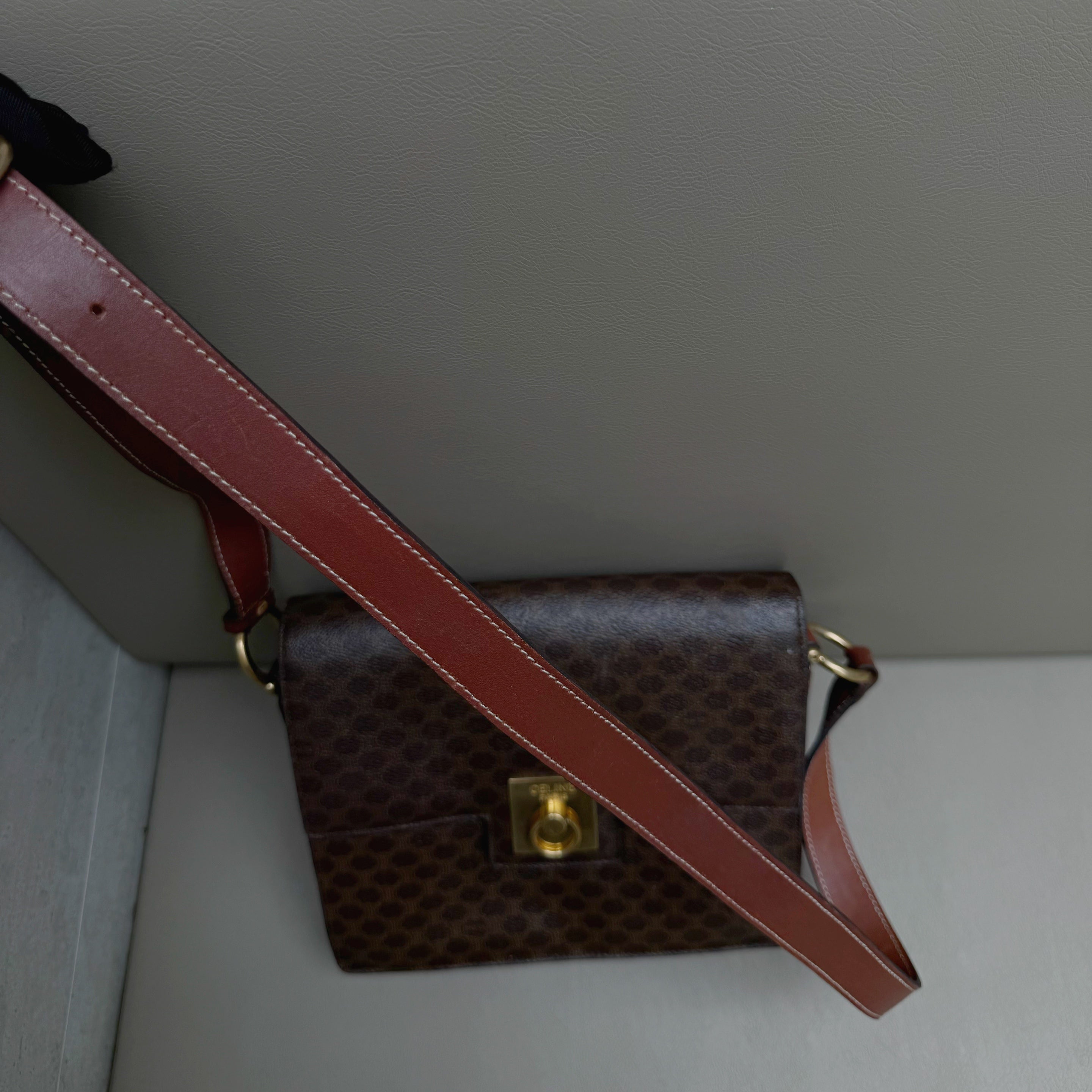 Celine Vintage Triomphe Brown Macadam Canvas