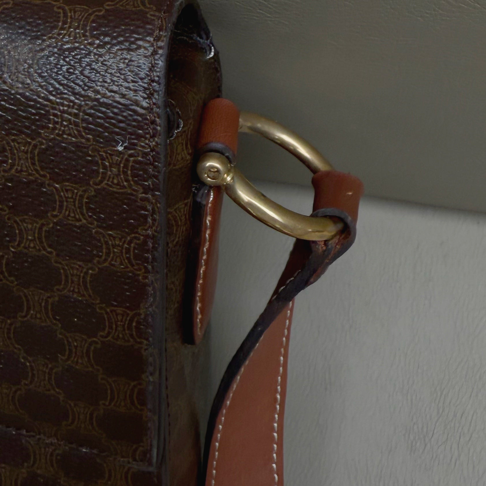 Celine Vintage Triomphe Brown Macadam Canvas