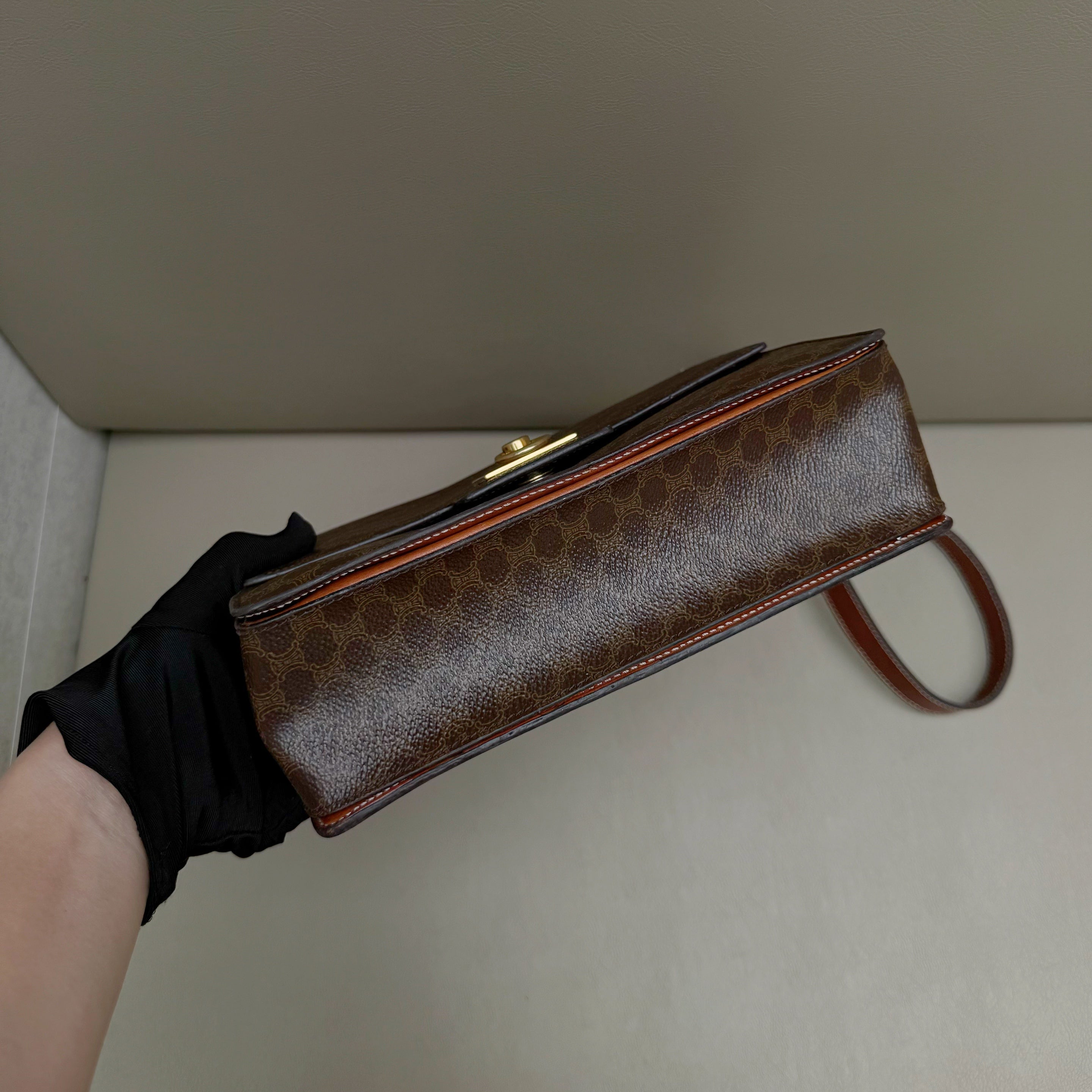 Celine Vintage Triomphe Brown Macadam Canvas