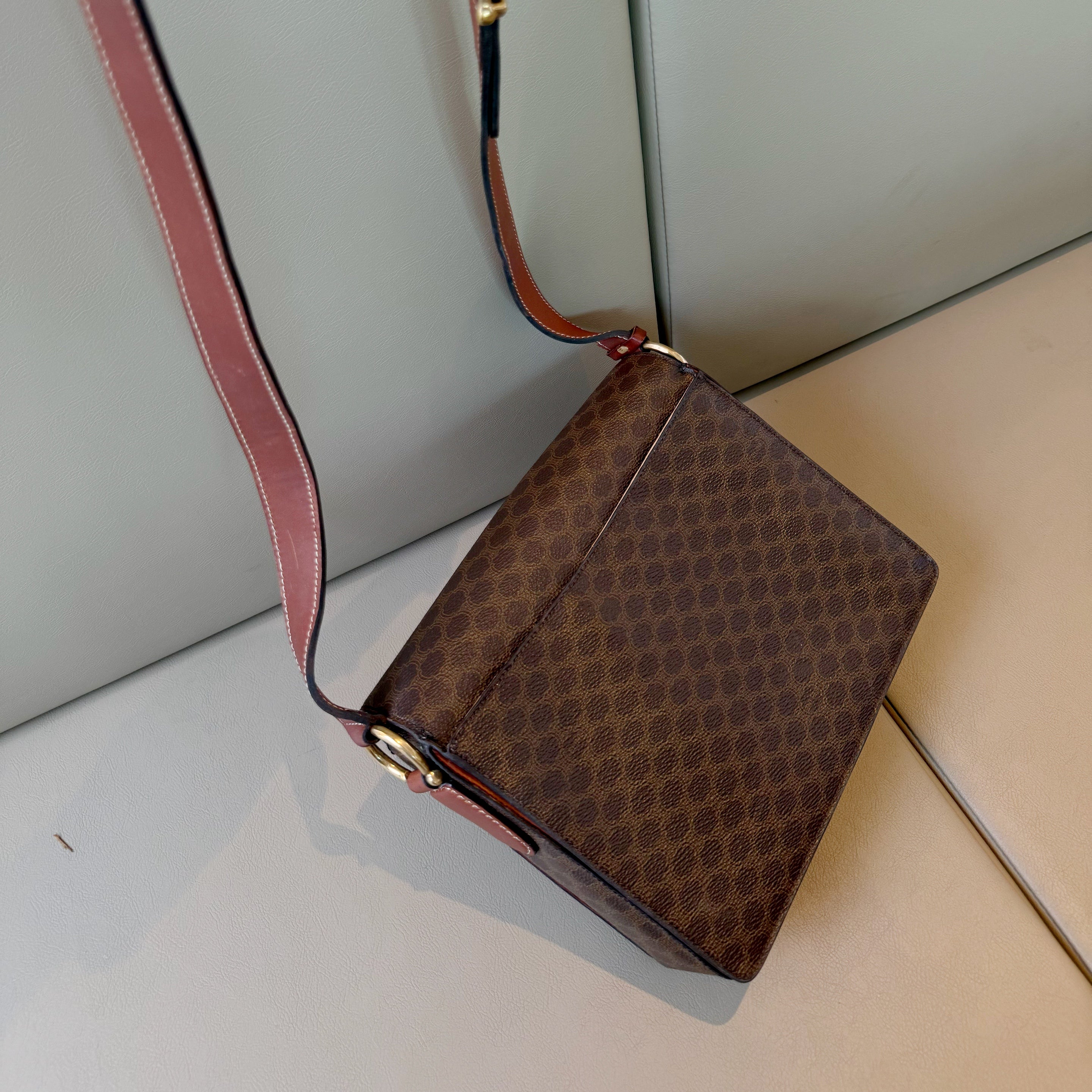 Celine Vintage Triomphe Brown Macadam Canvas