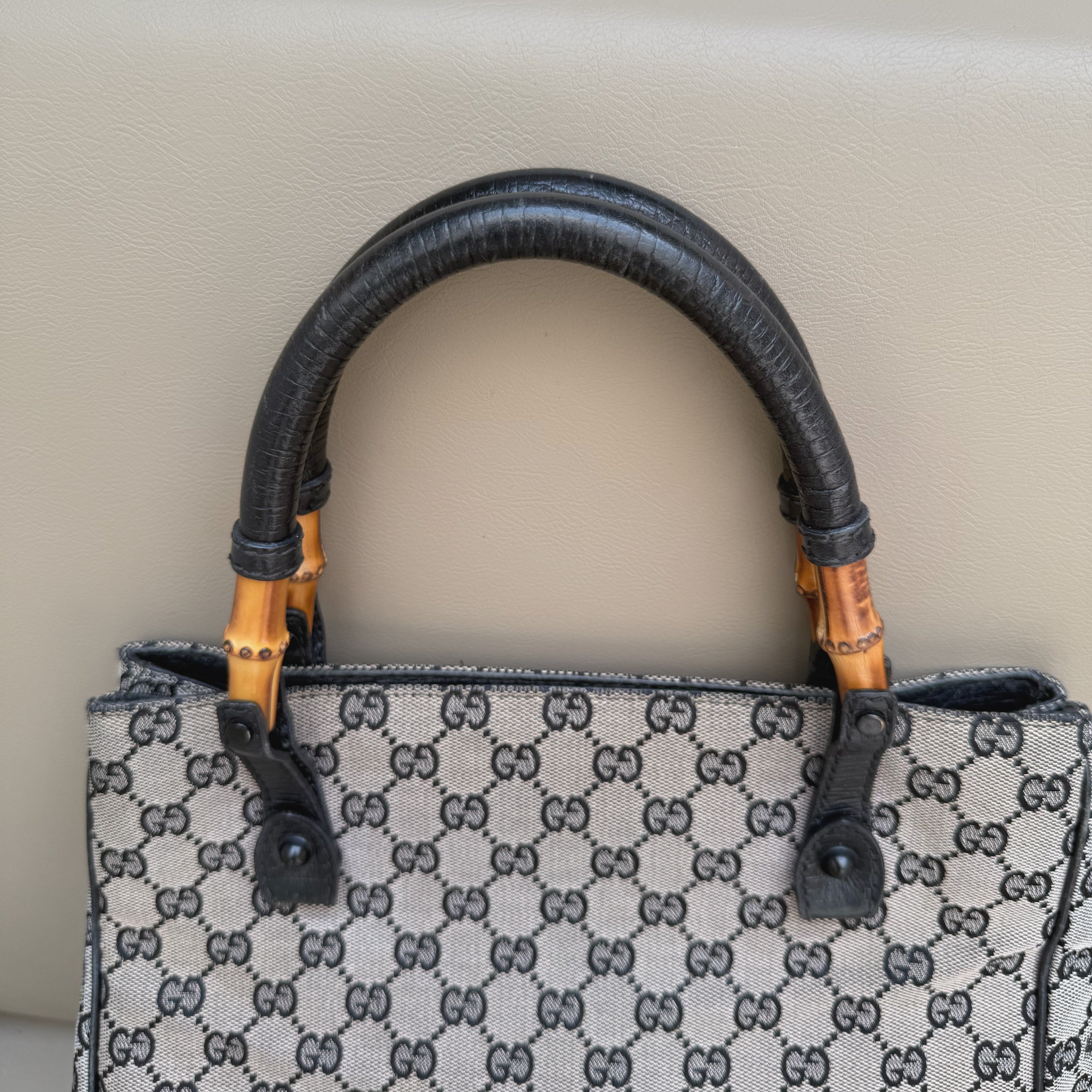 Gucci GG Canvas Bamboo Handle Tote Bag