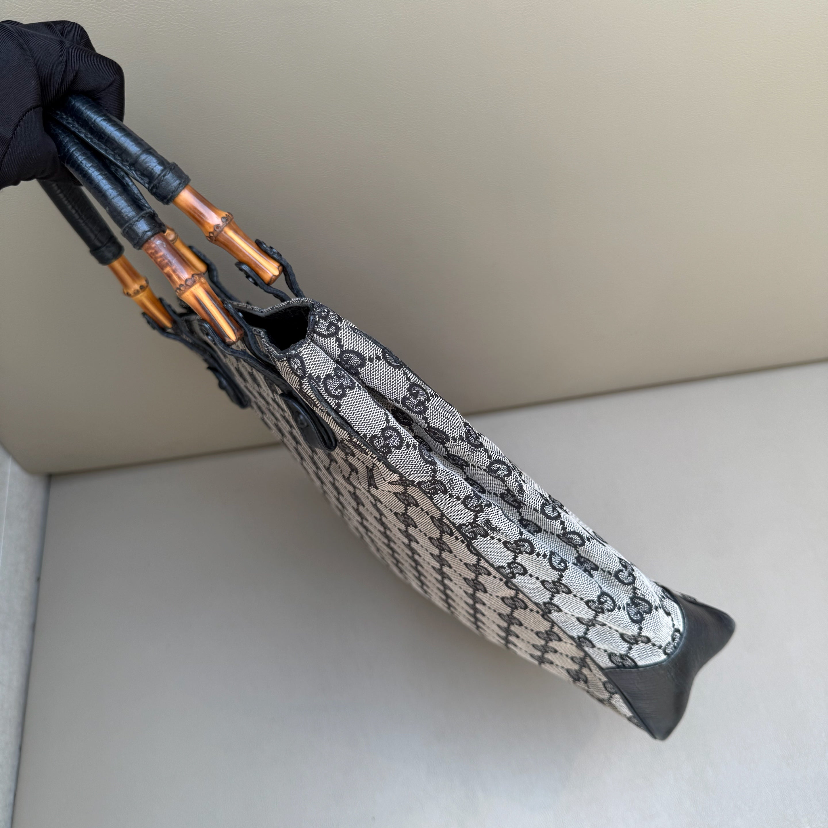 Gucci GG Canvas Bamboo Handle Tote Bag