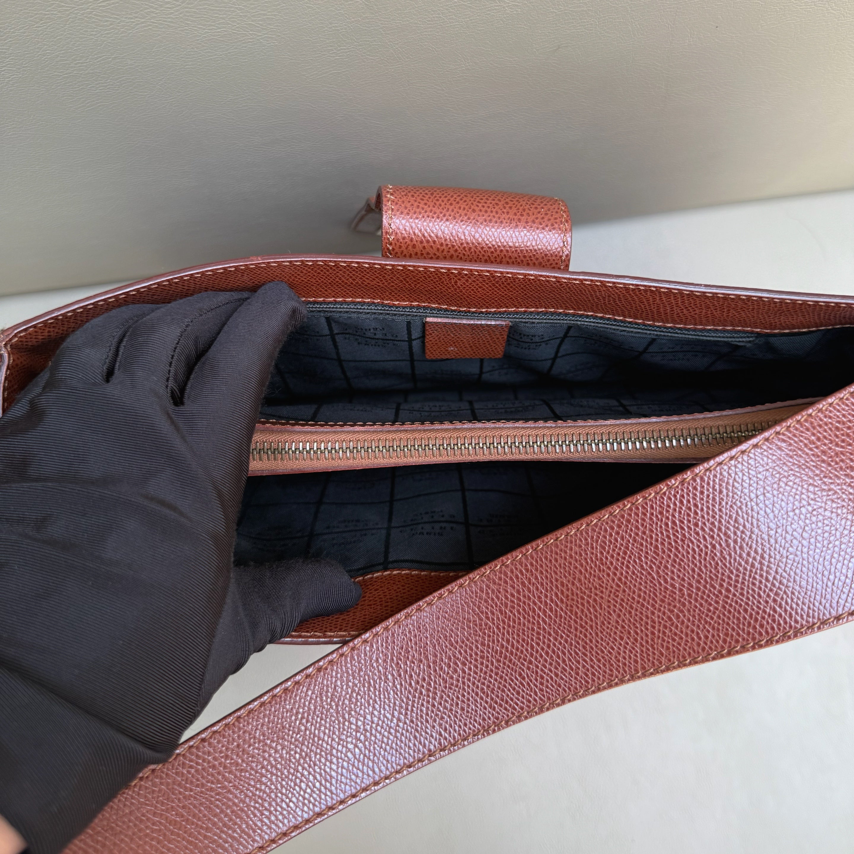 Celine Vintage Cognac Brown Leather Shoulder Bag