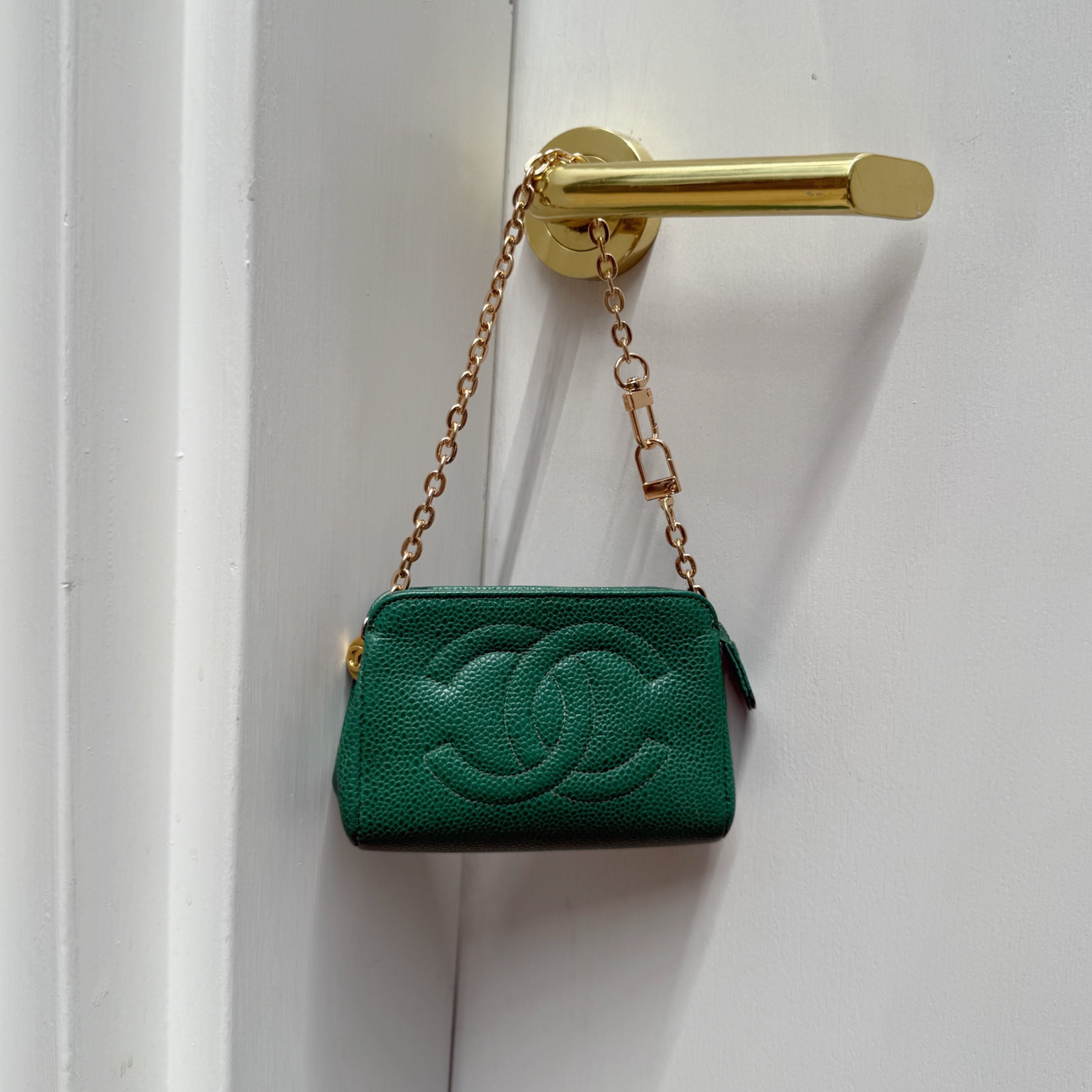 Chanel Green Caviar Pouch