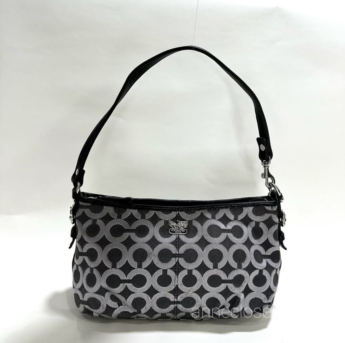 Coach Canvas Black and Silver Signature C Handbag