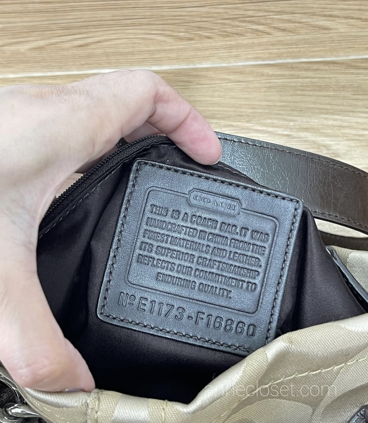 Coach Signature Leather Sateen Tan Brown Crossbody