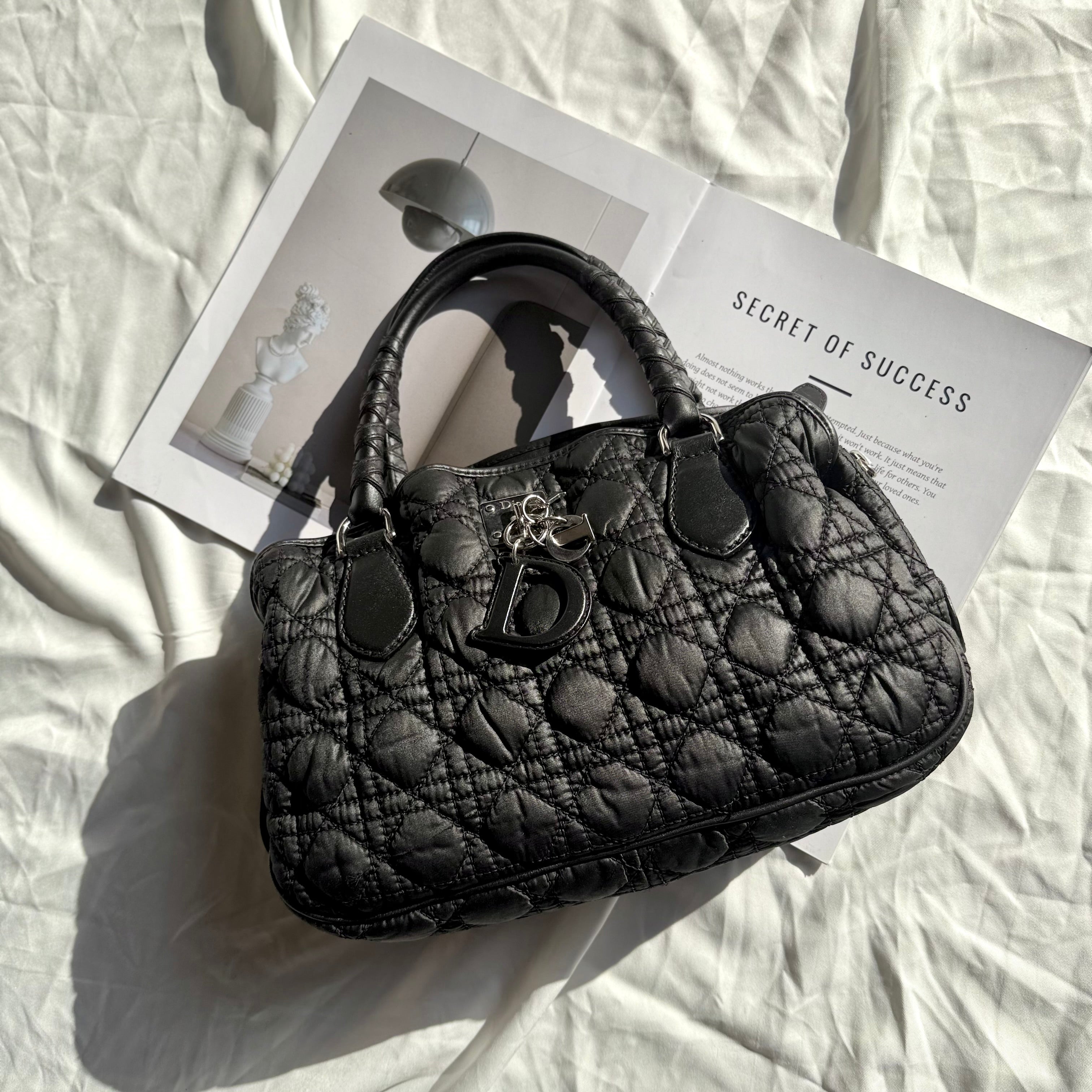 Christian Dior Black Cannage Nylon Charming Shoulder Bag