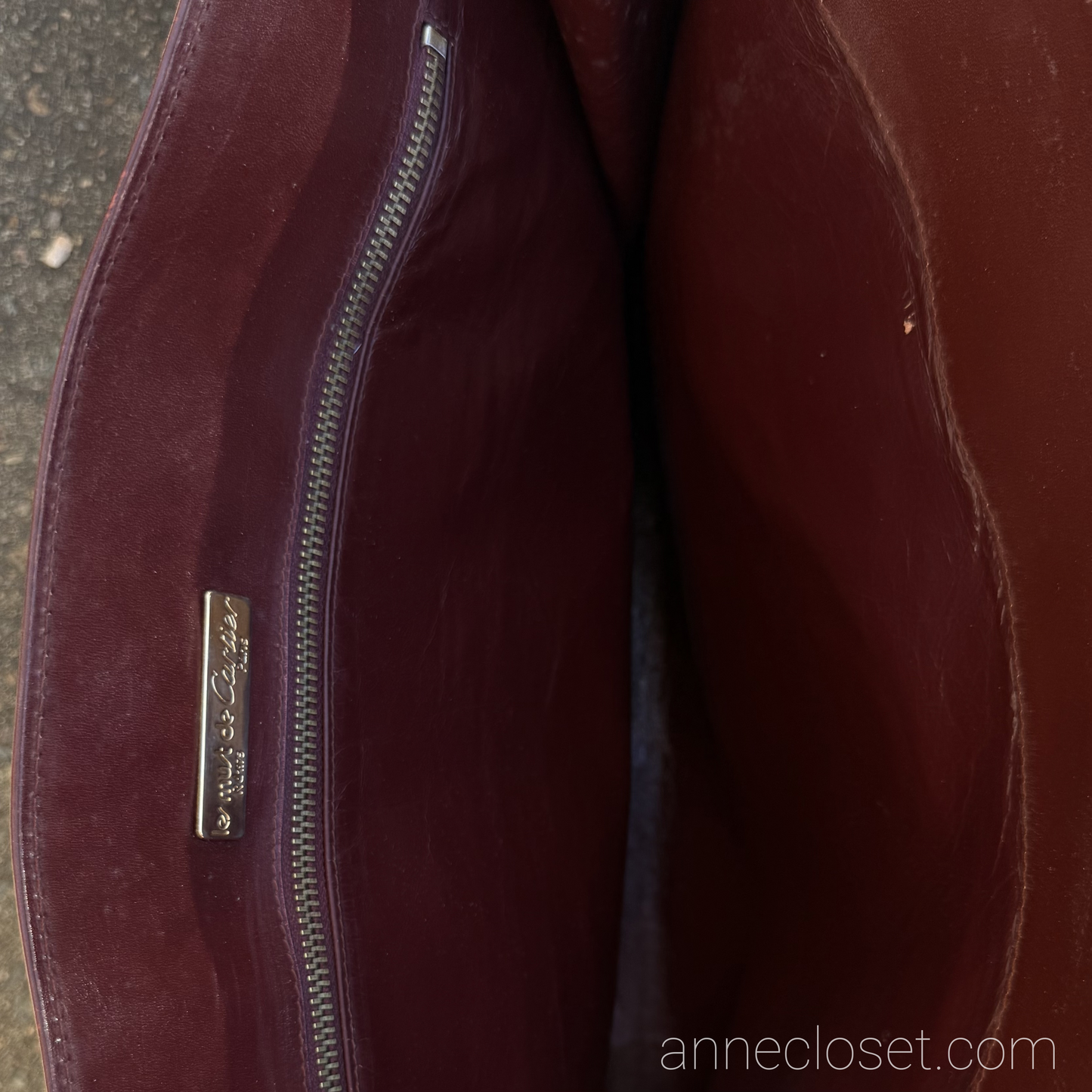 Cartier Vintage 1975 Burgundy Leather Large Logo Shoulder Tote Bag