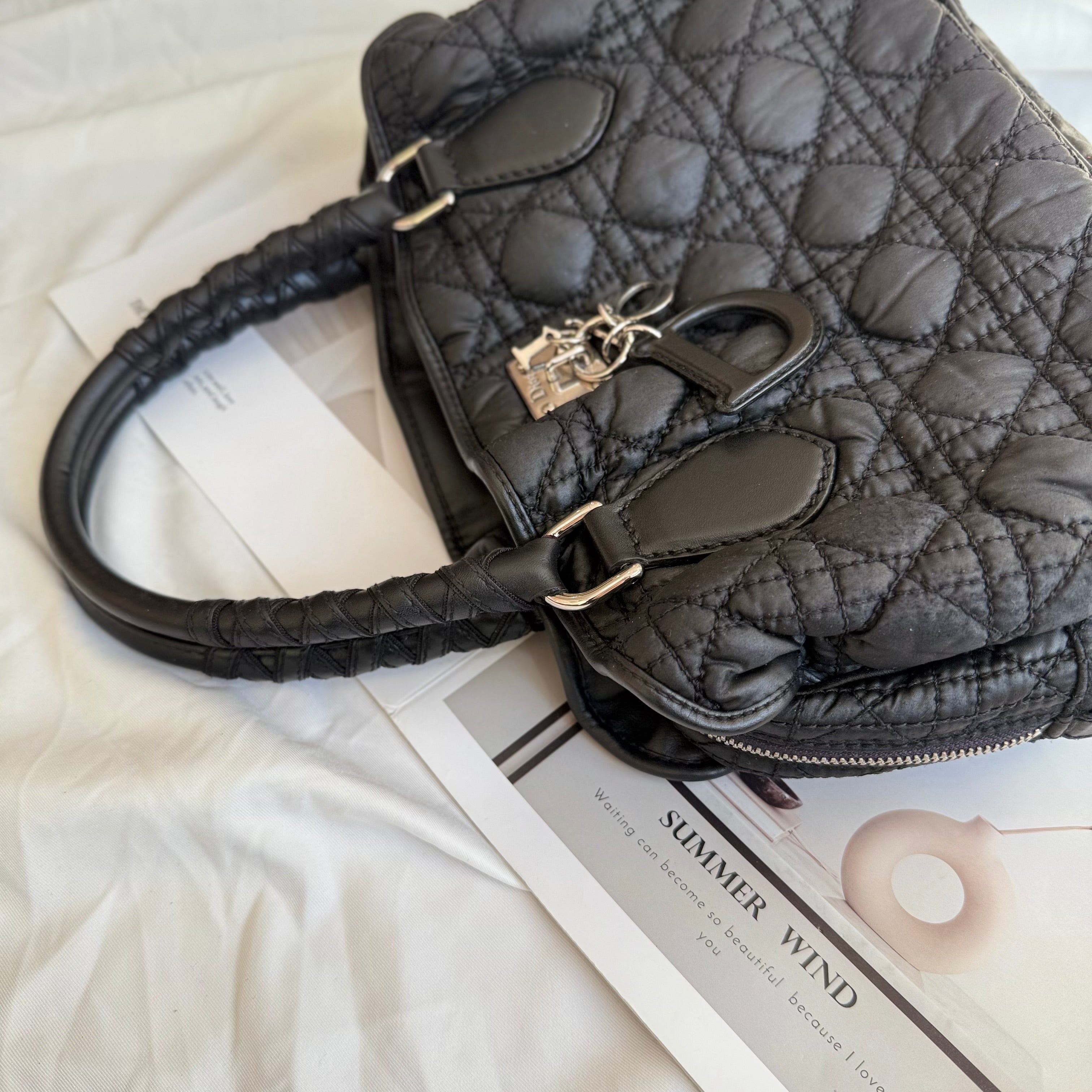 Christian Dior Black Cannage Nylon Charming Shoulder Bag