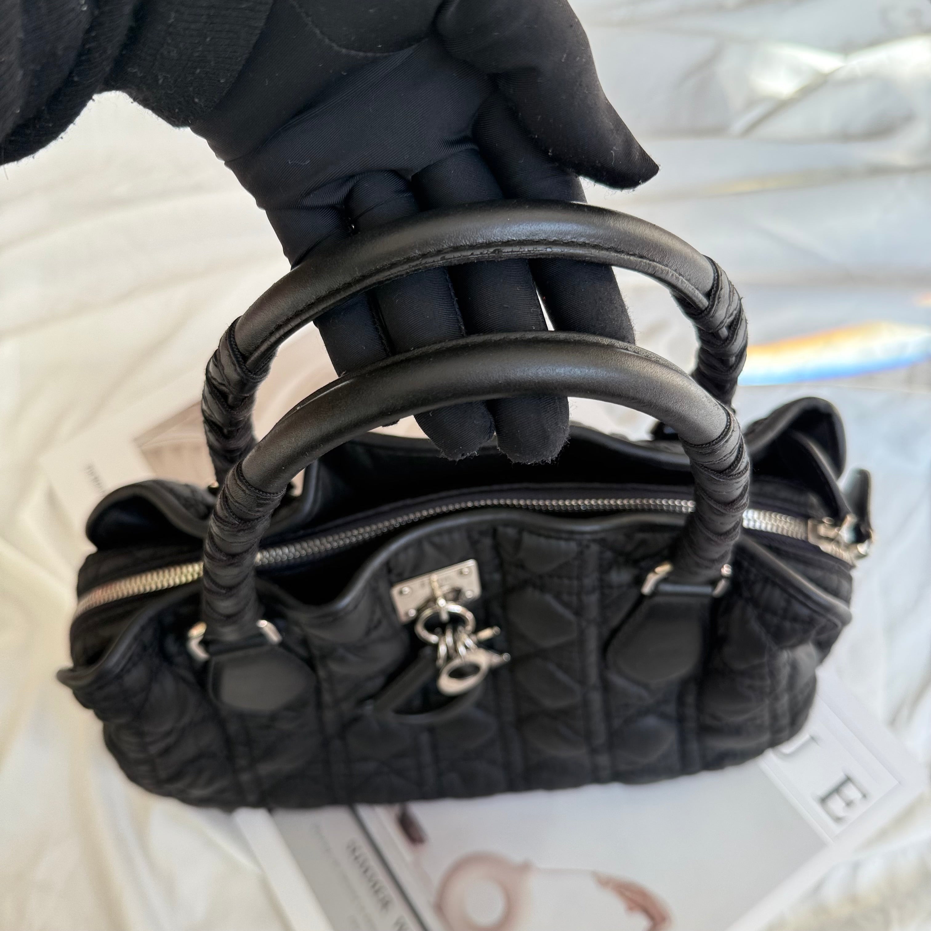 Christian Dior Black Cannage Nylon Charming Shoulder Bag