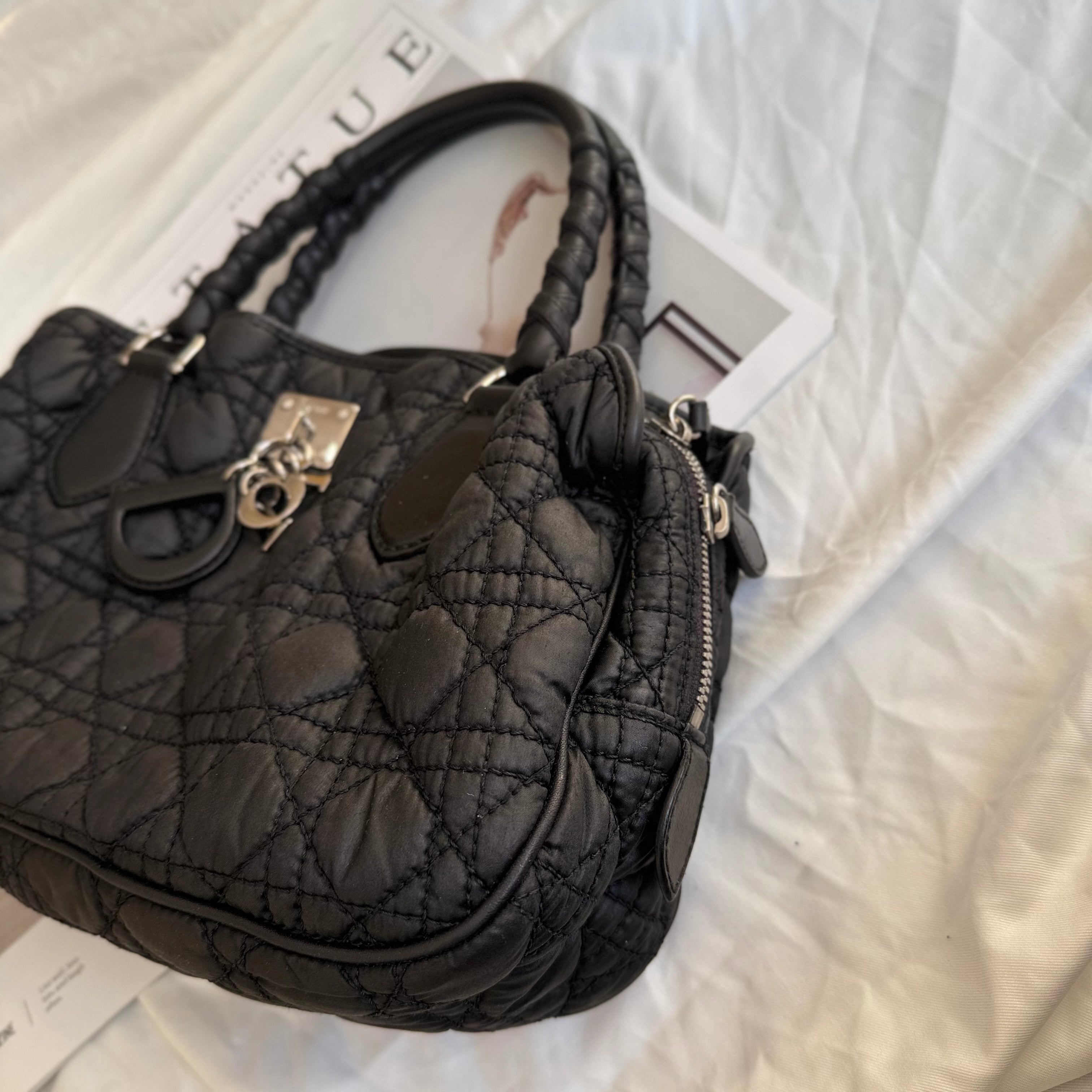 Christian Dior Black Cannage Nylon Charming Shoulder Bag