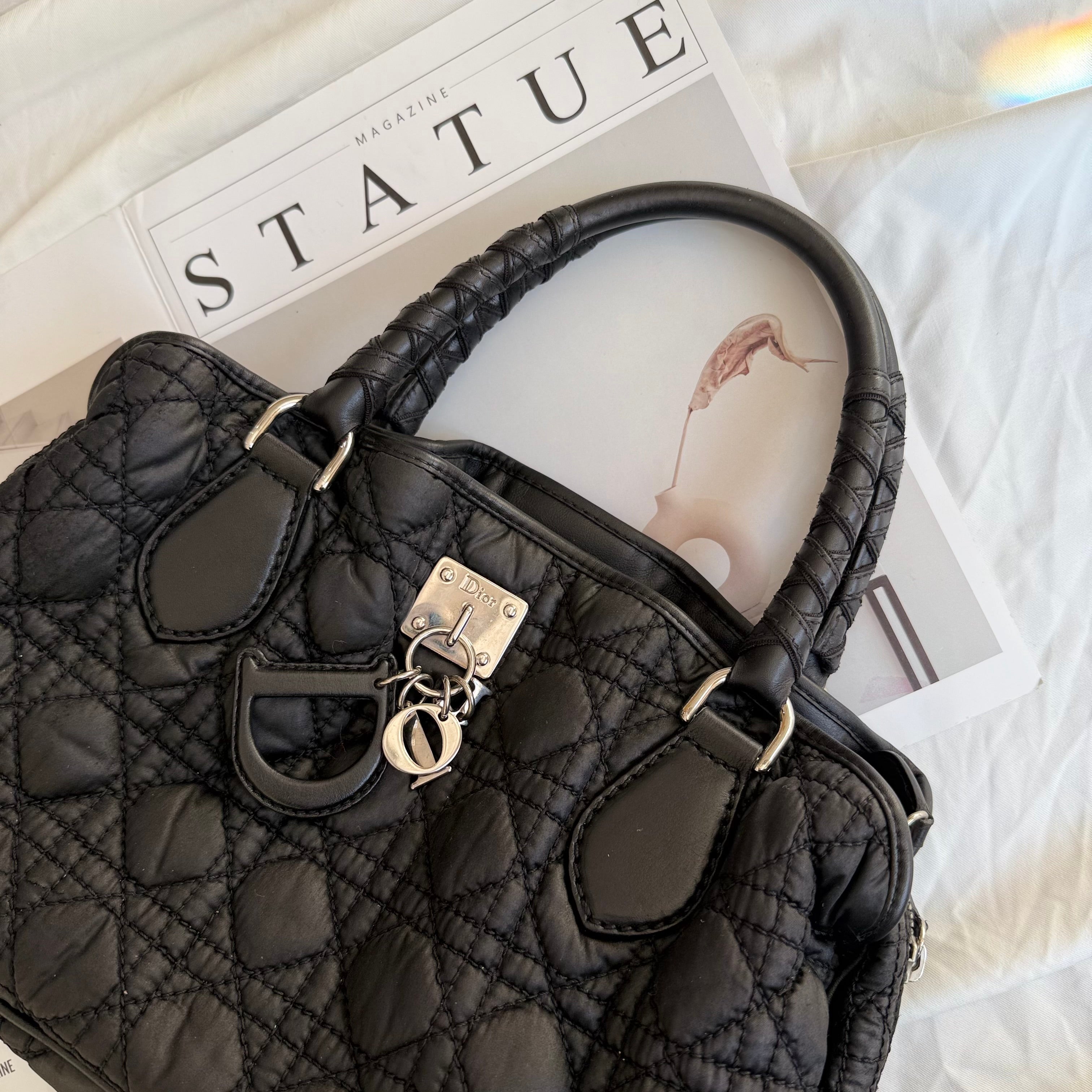 Christian Dior Black Cannage Nylon Charming Shoulder Bag