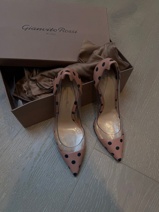 Gianvito Rossi Plexi 100 Polka Dot Heels