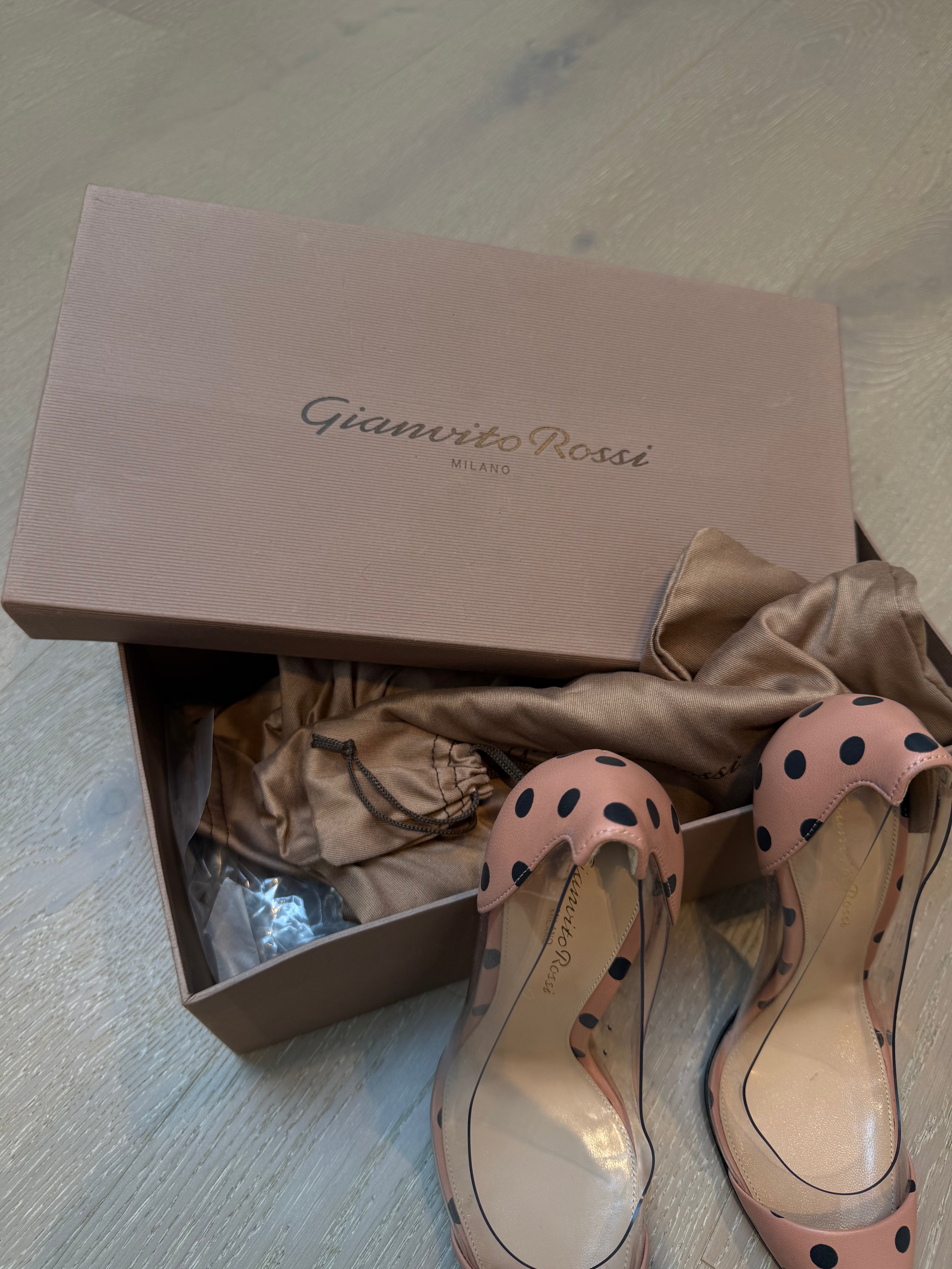 Gianvito Rossi Plexi 100 Polka Dot Heels