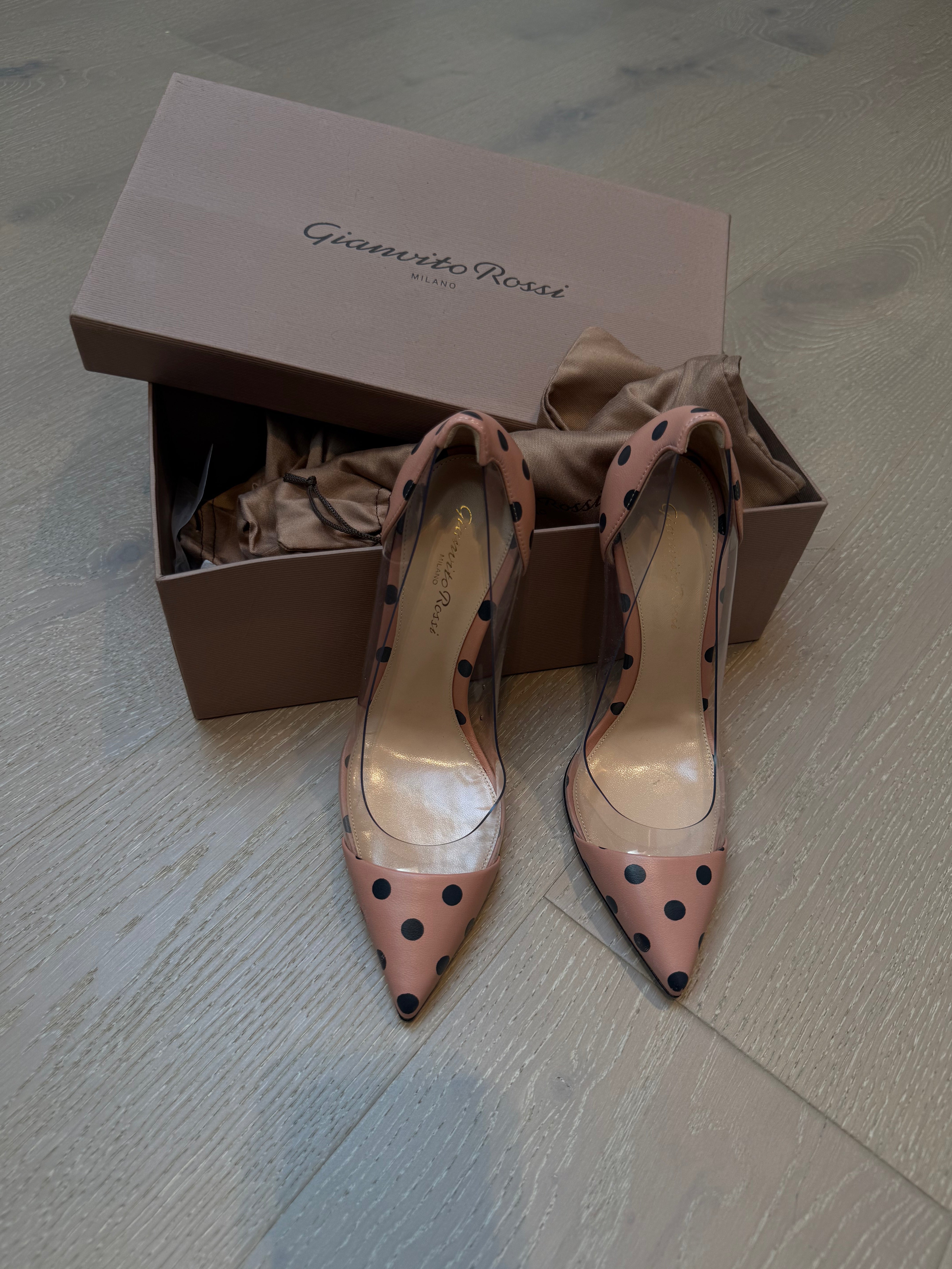 Gianvito Rossi Plexi 100 Polka Dot Heels