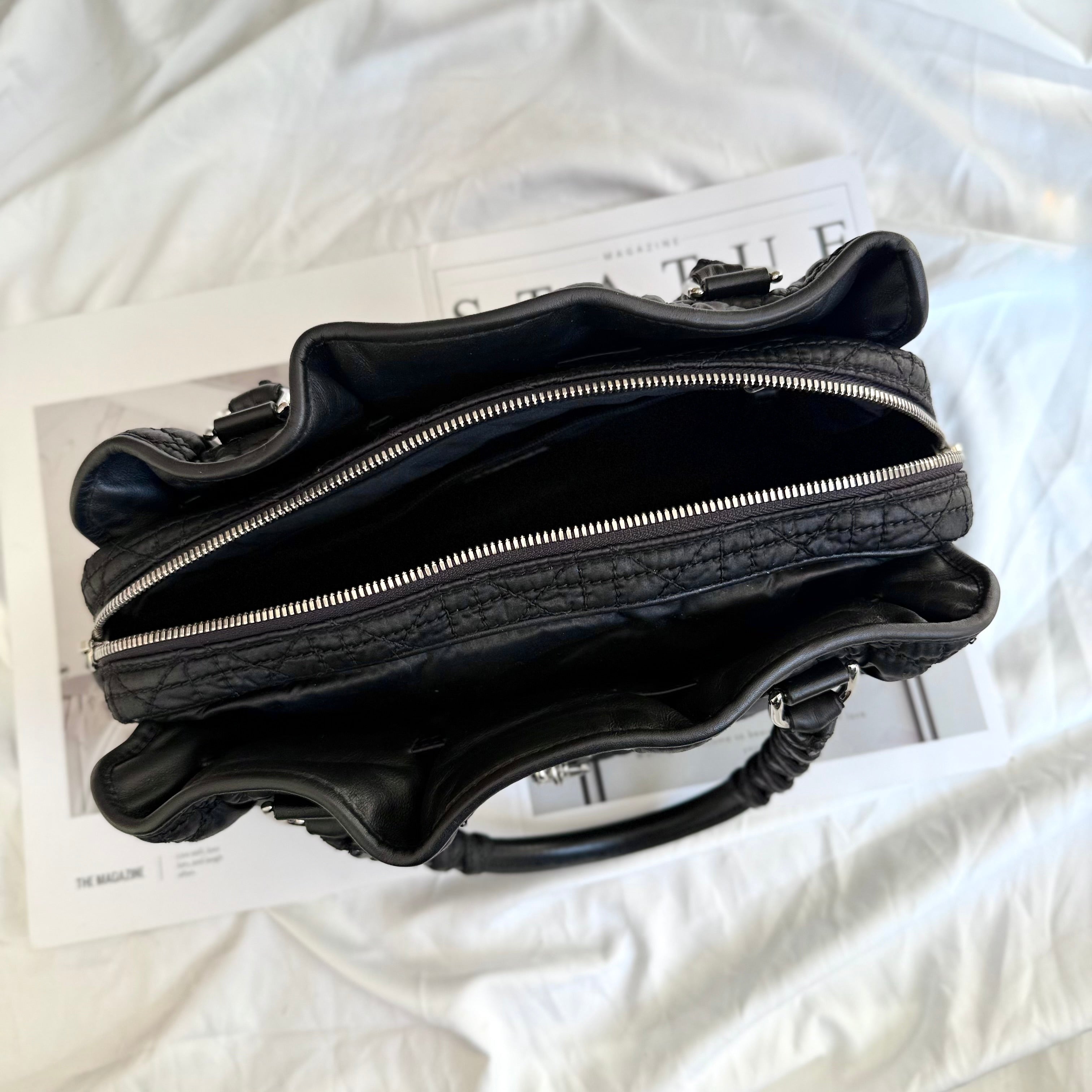 Christian Dior Black Cannage Nylon Charming Shoulder Bag