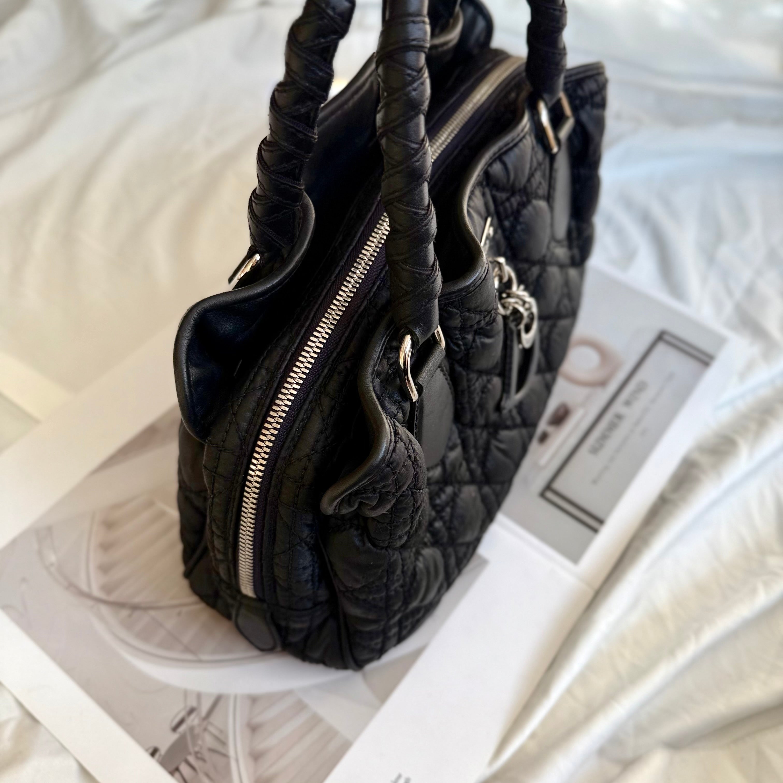 Christian Dior Black Cannage Nylon Charming Shoulder Bag
