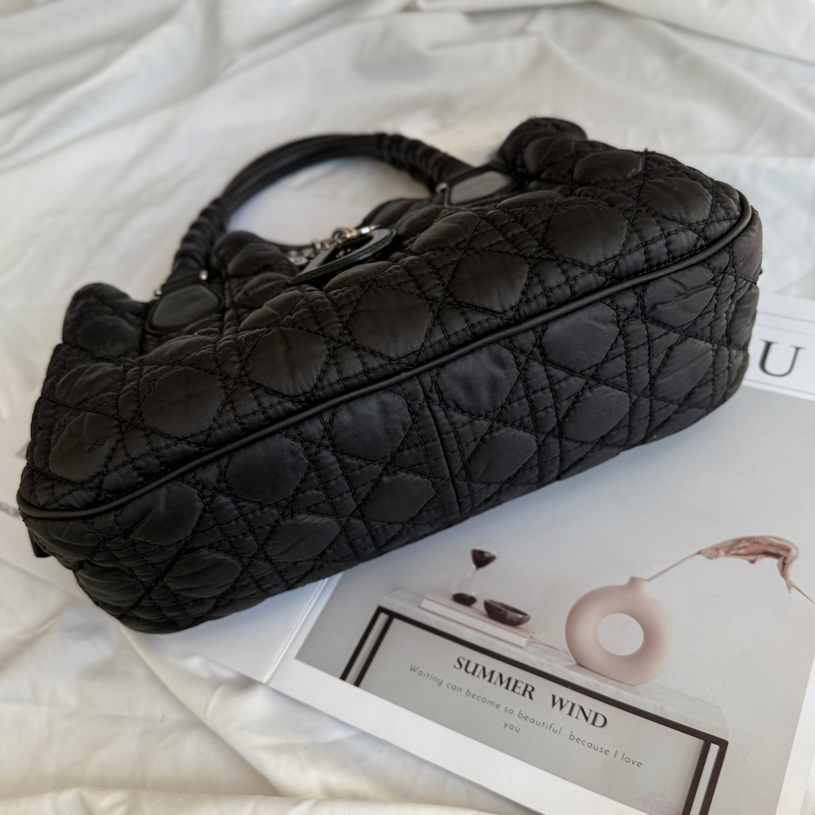 Christian Dior Black Cannage Nylon Charming Shoulder Bag