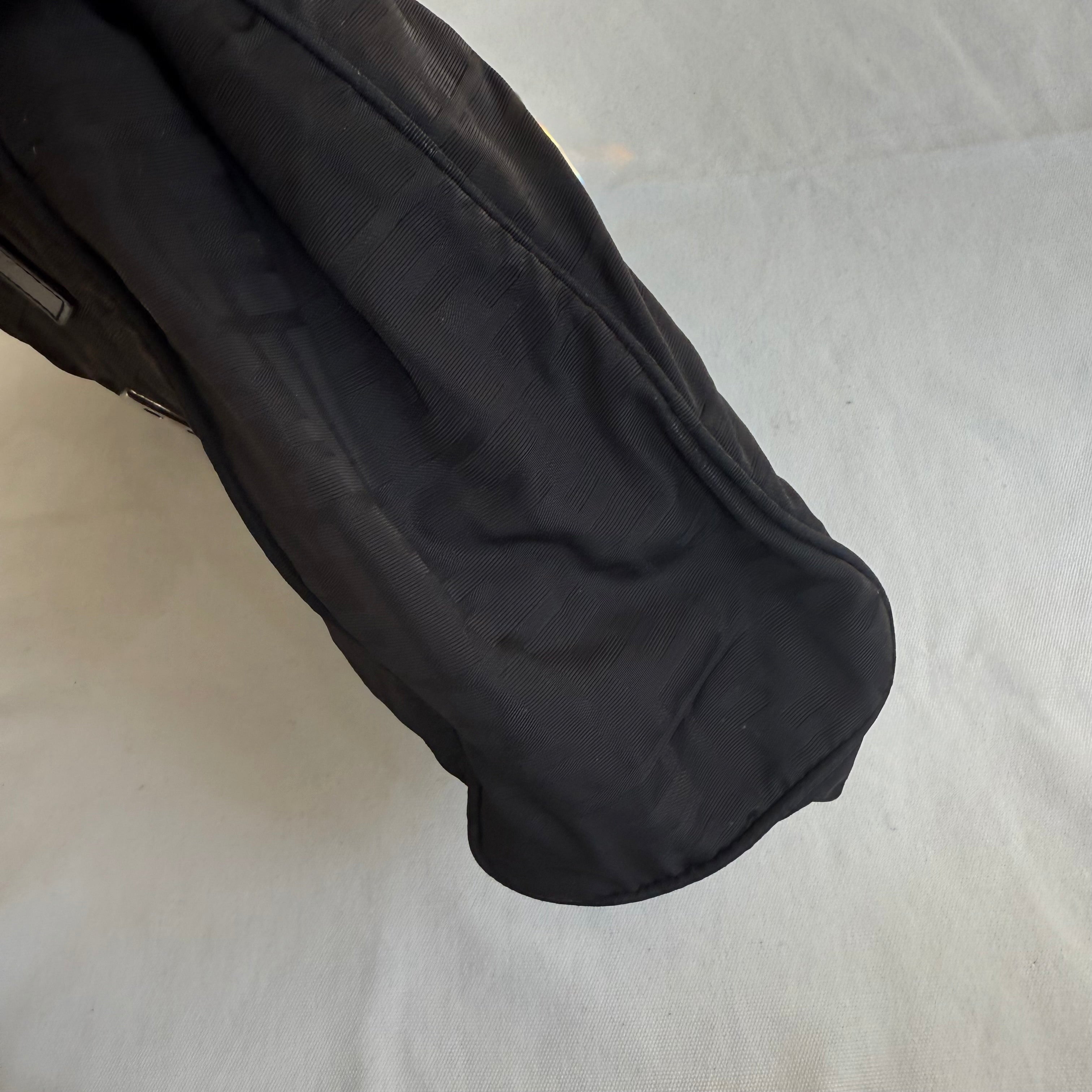 Fendi Silver Logo Mini Zucca Nylon Black Tote Bag