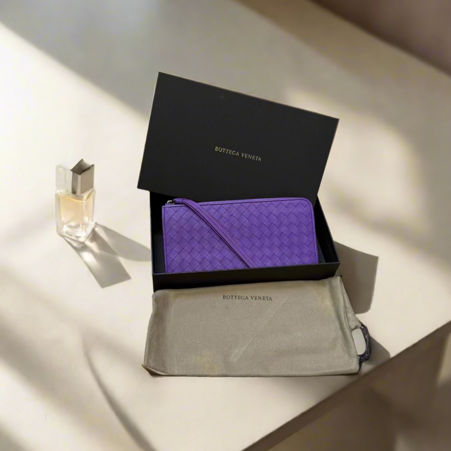 Bottega Veneta Intrecciato Purple Long Wallet