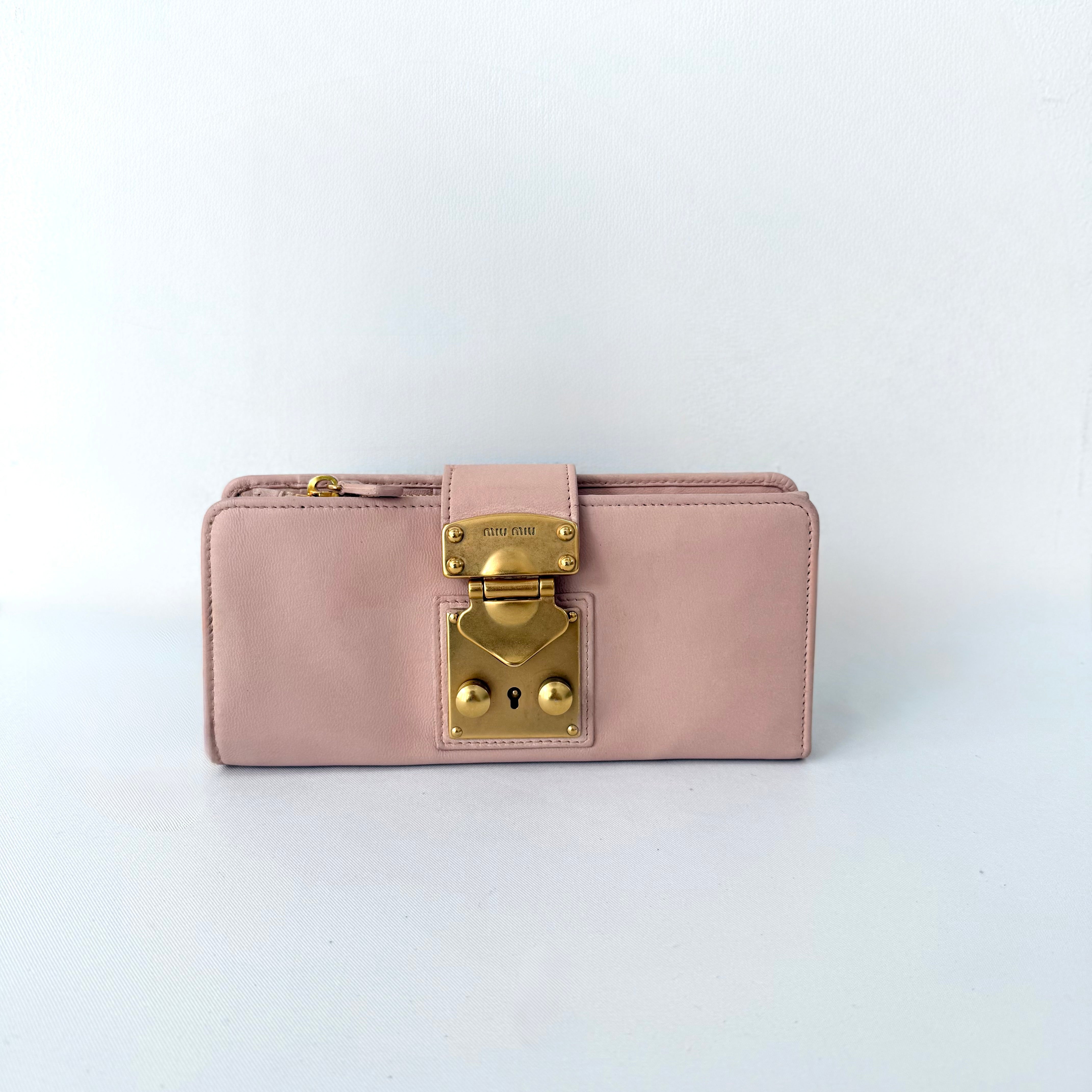 Miu Miu Vitello Lux Leather Pink Wallet