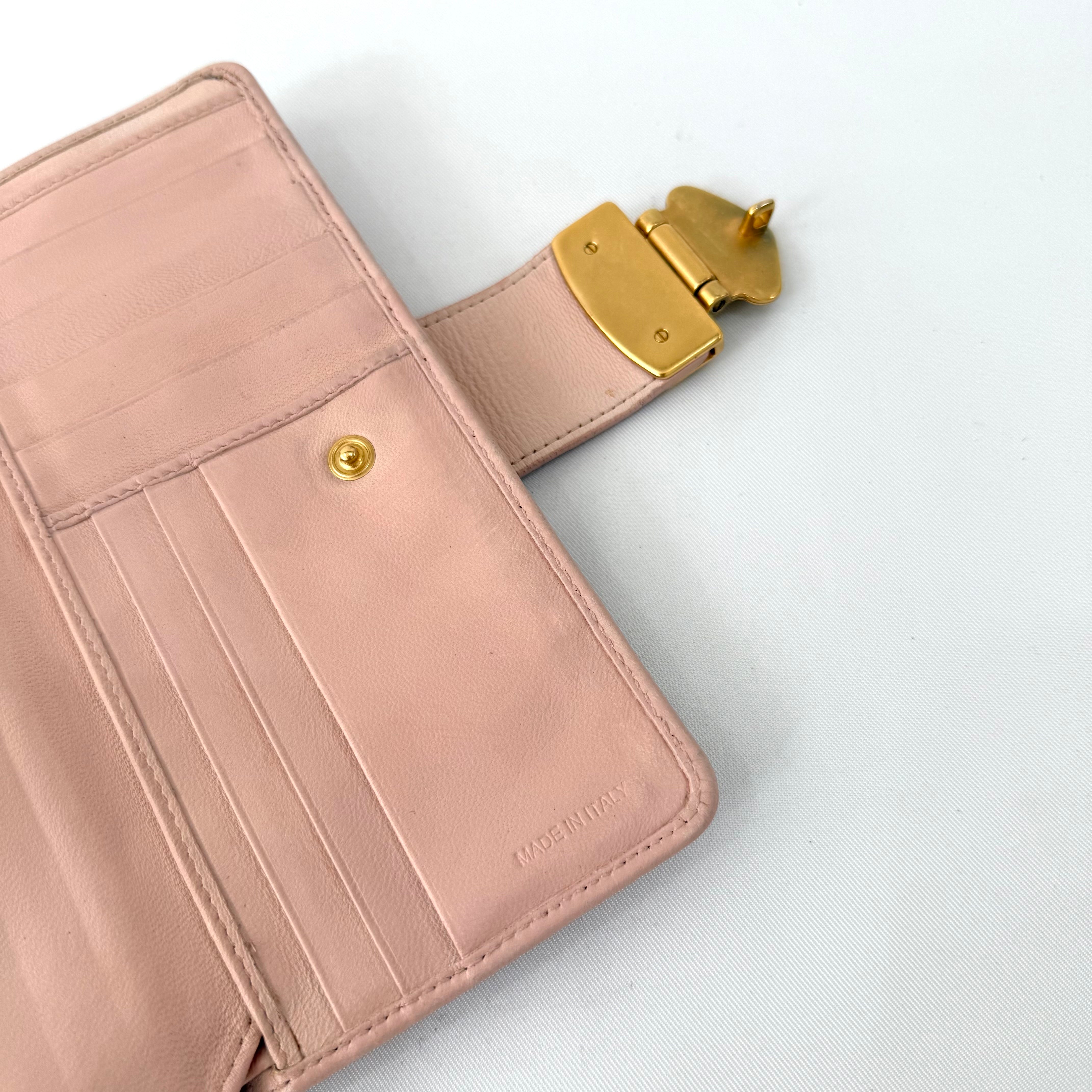 Miu Miu Vitello Lux Leather Pink Wallet