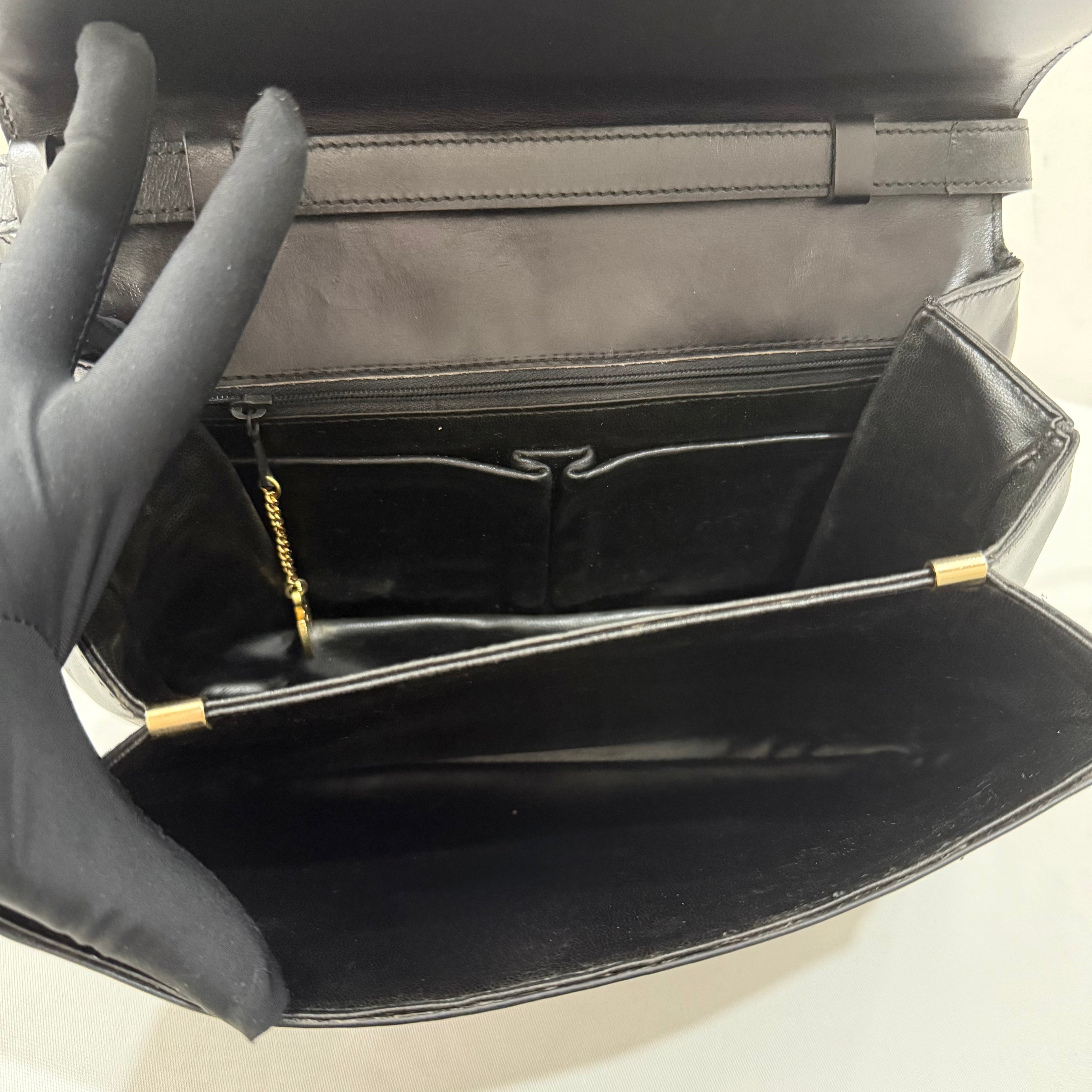 CELINE Vintage Black Leather Horse Carriage