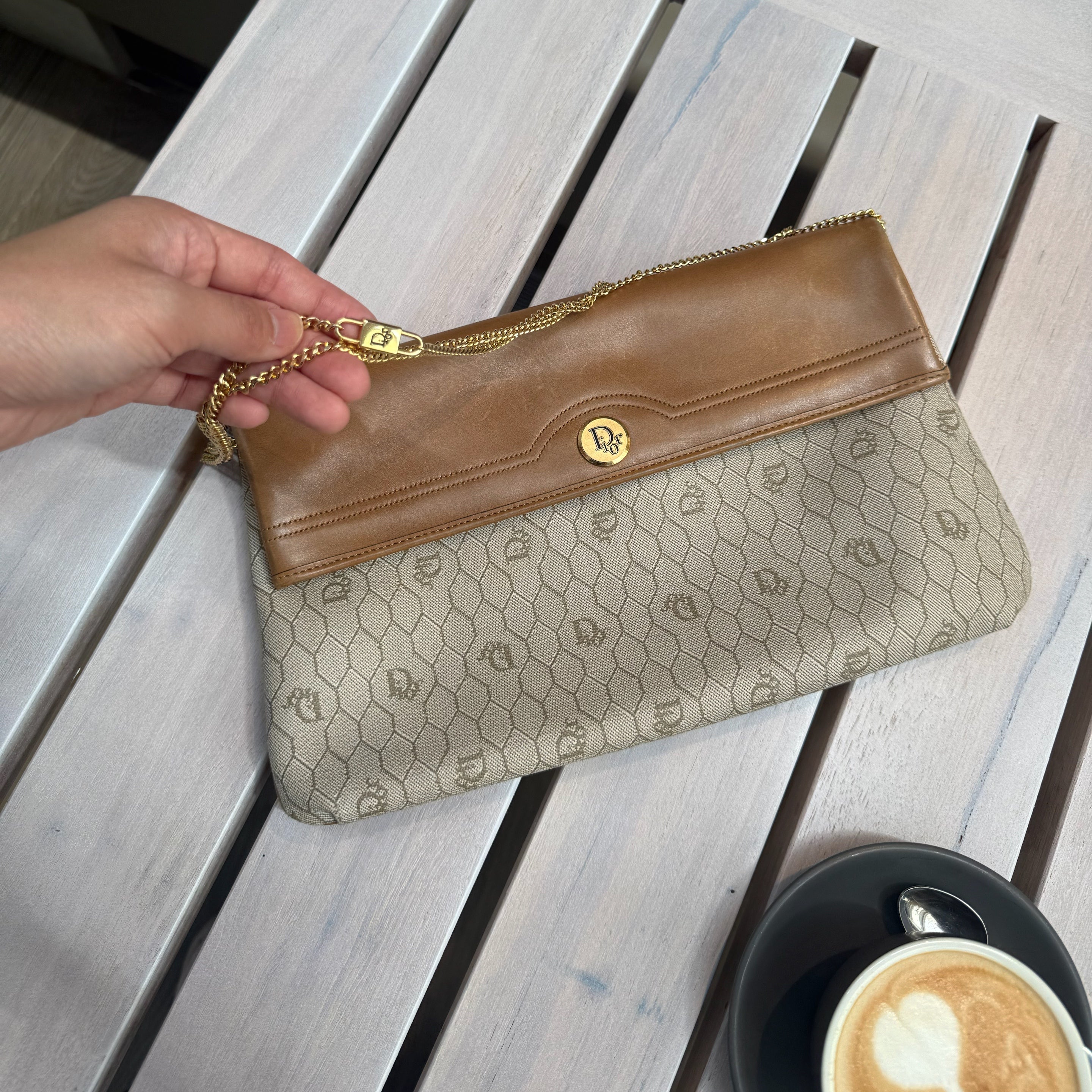 Christian Dior Honeycomb Canvas Shoulder Bag
