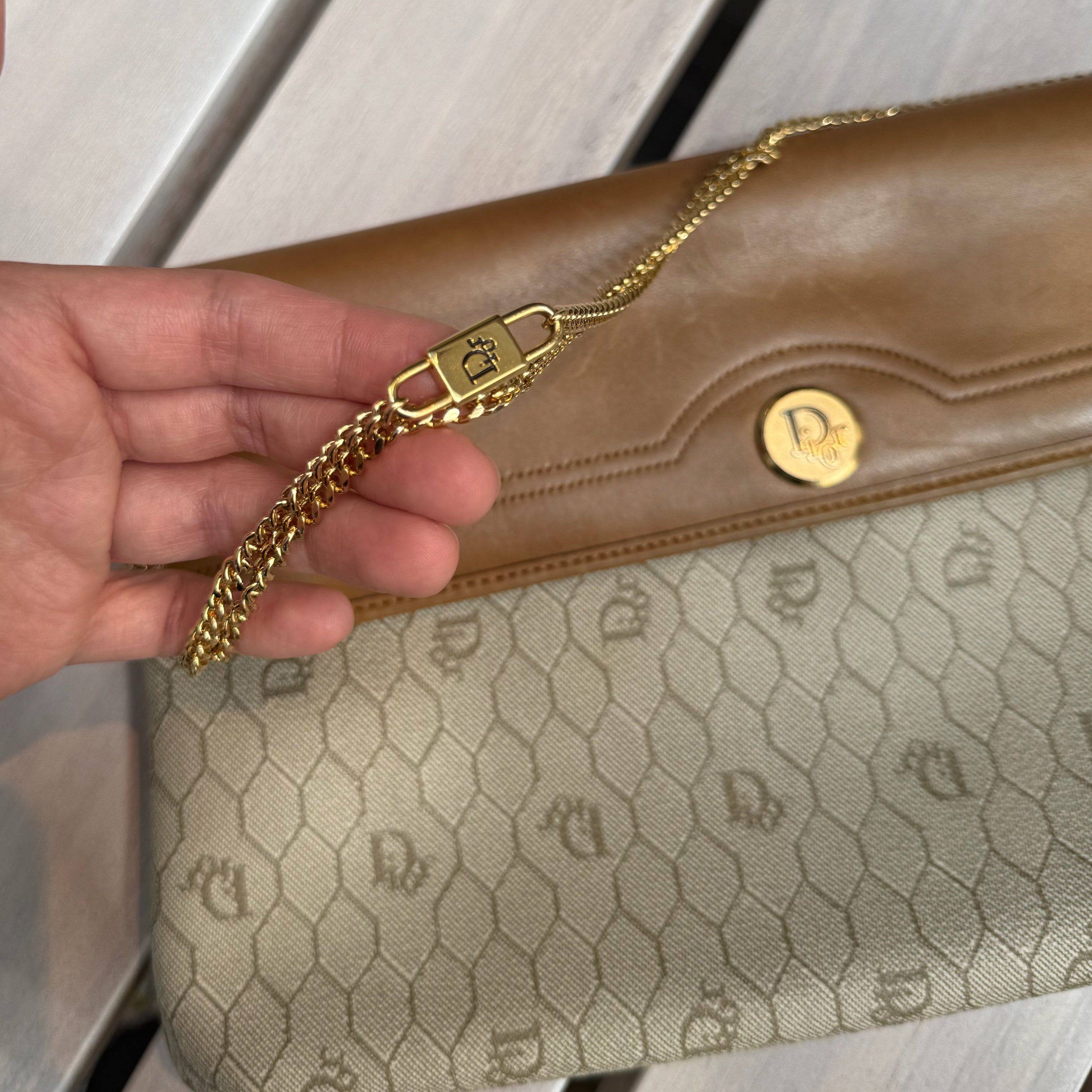 Christian Dior Honeycomb Canvas Shoulder Bag