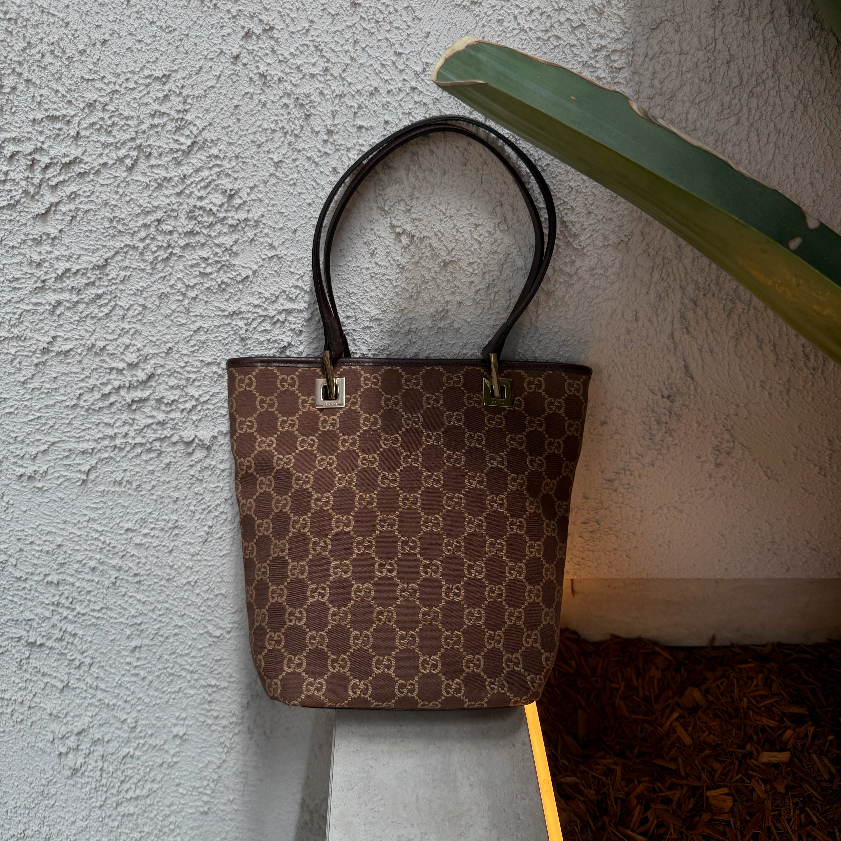 (Reserved) Gucci GG Brown Canvas Tote Bag