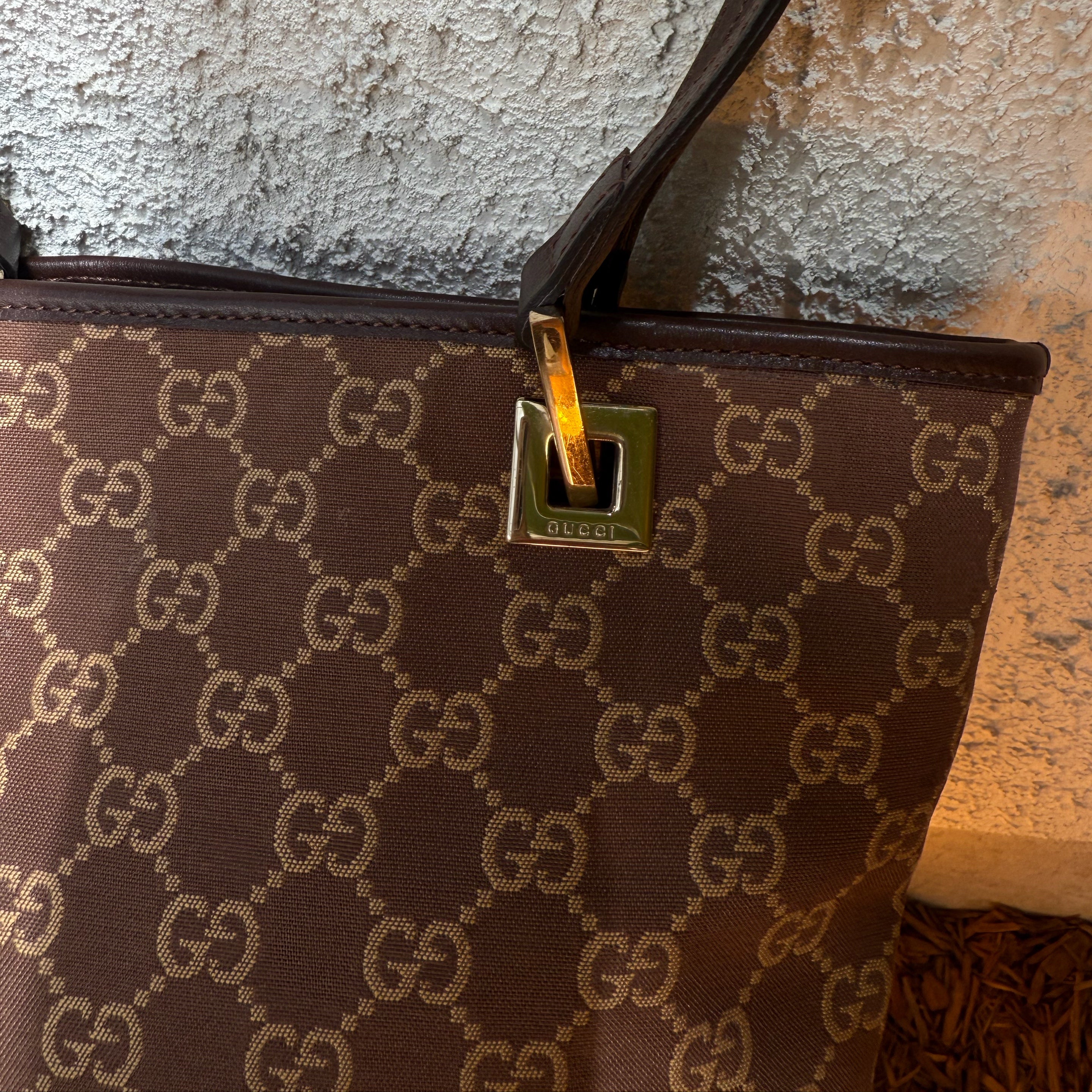 (Reserved) Gucci GG Brown Canvas Tote Bag