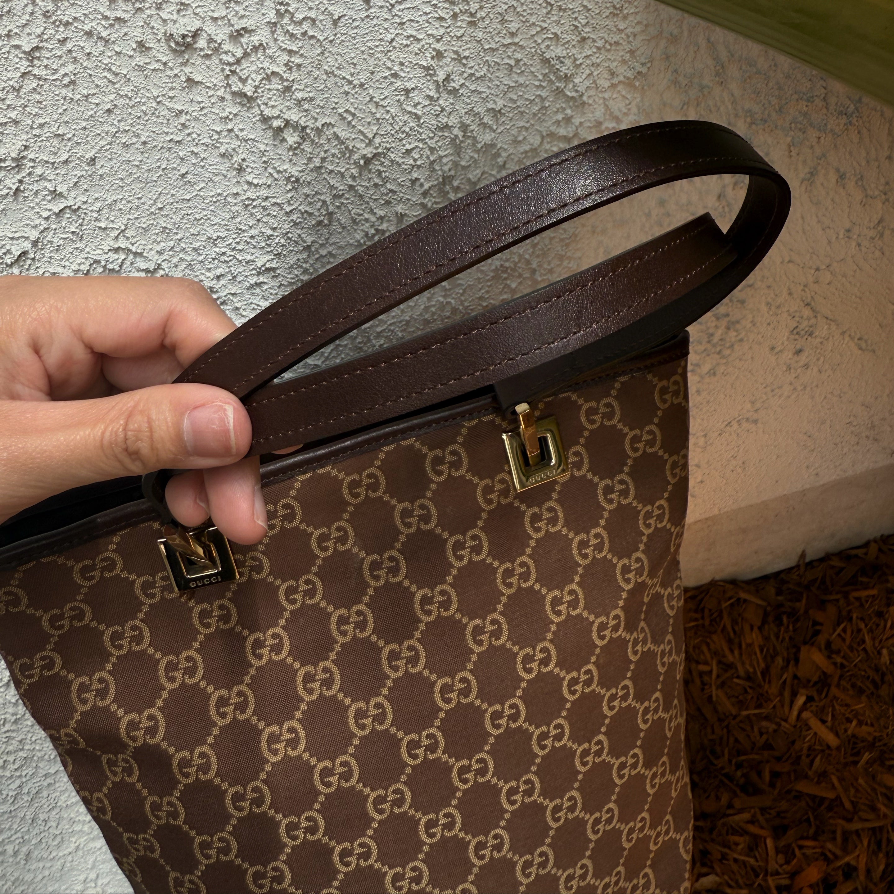 (Reserved) Gucci GG Brown Canvas Tote Bag