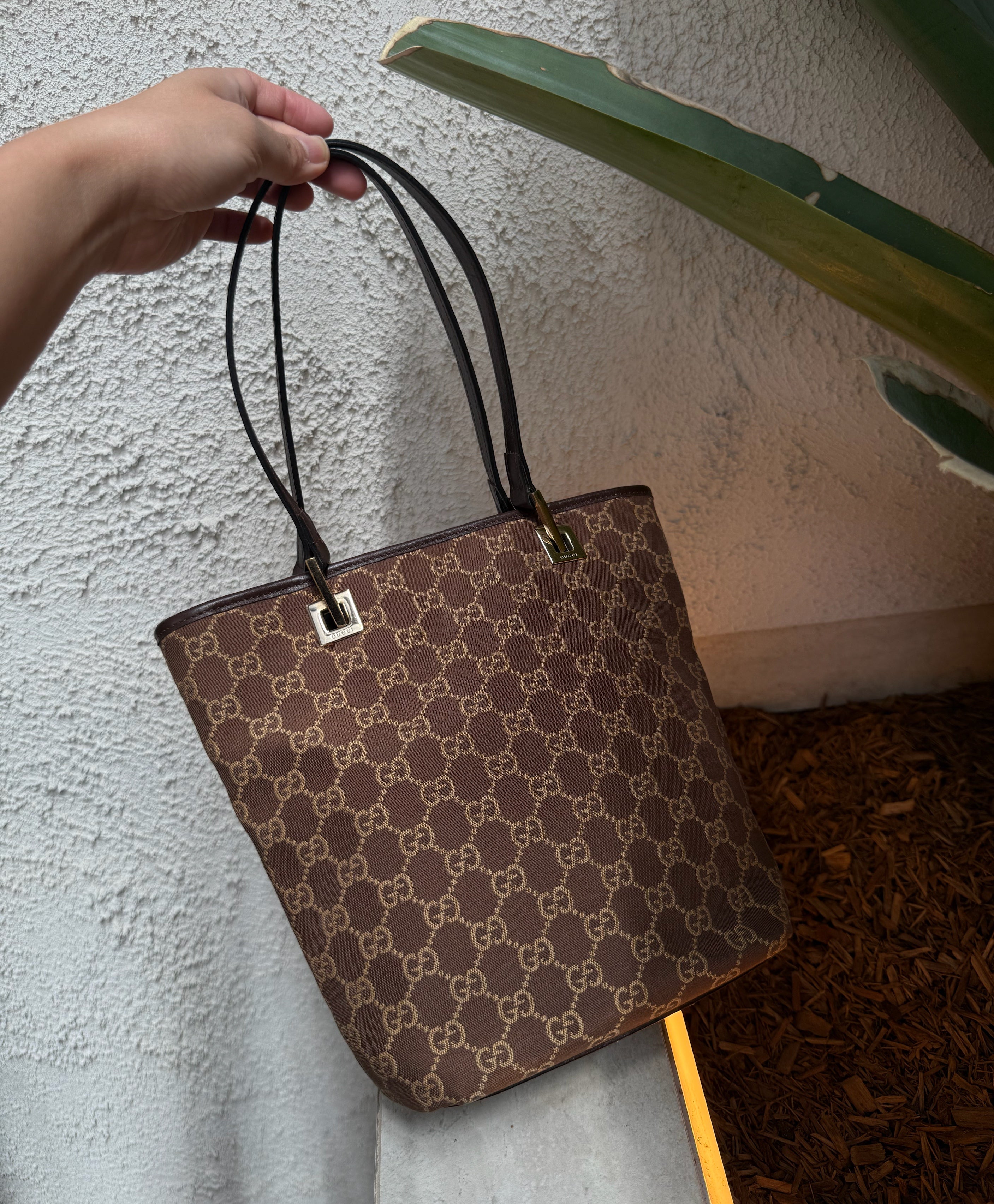 (Reserved) Gucci GG Brown Canvas Tote Bag
