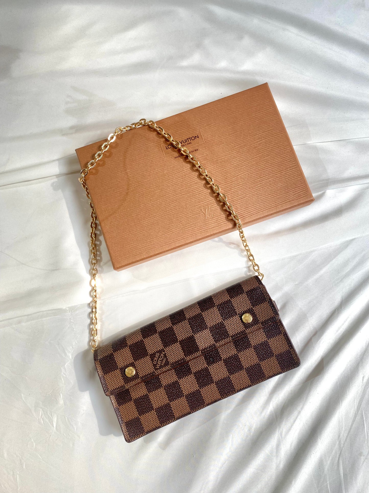 Louis Vuitton Portefeuille Accordion Long Chain Wallet Damier Ebene