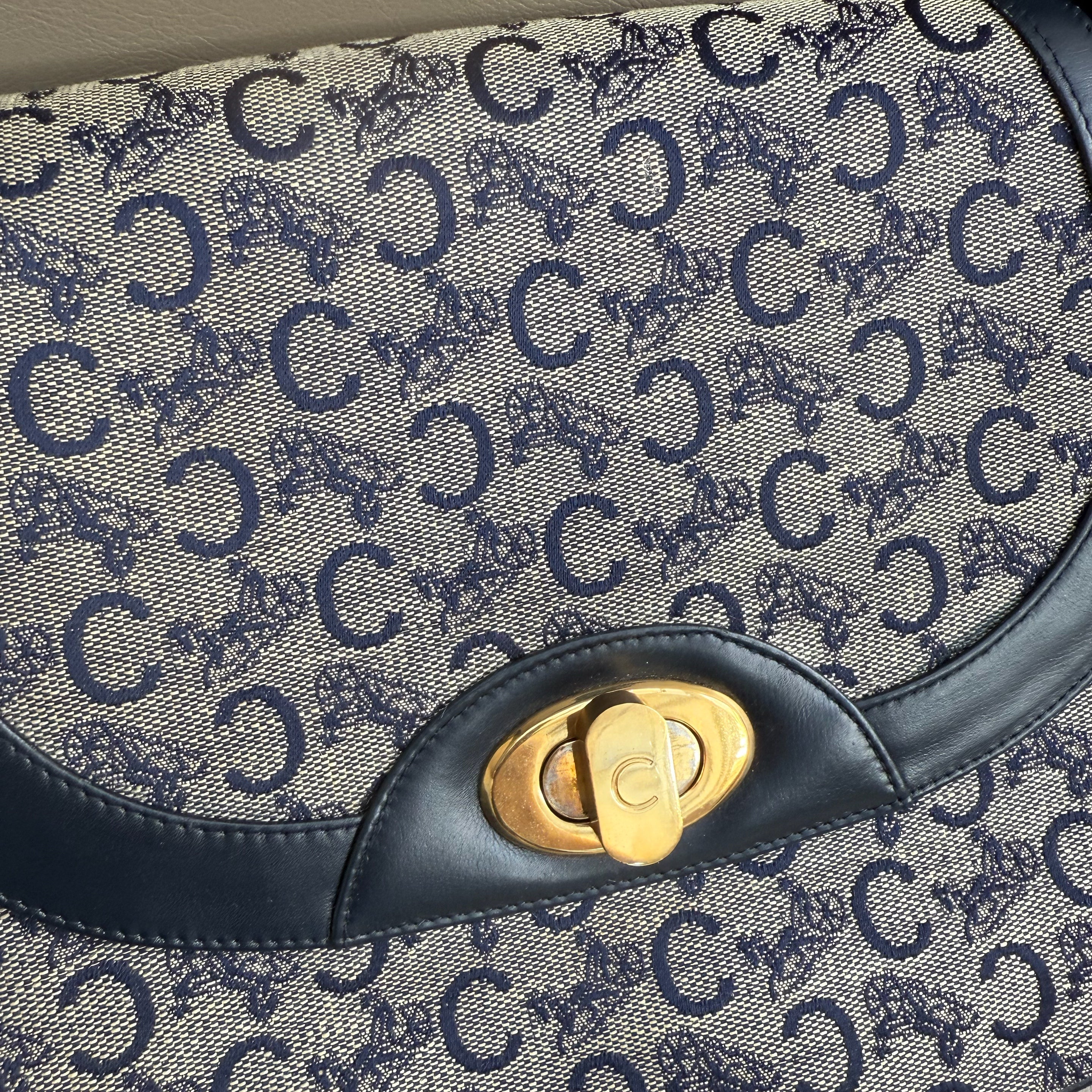 (WISE) CELINE C Sulky Shoulder Bag Canvas Navy