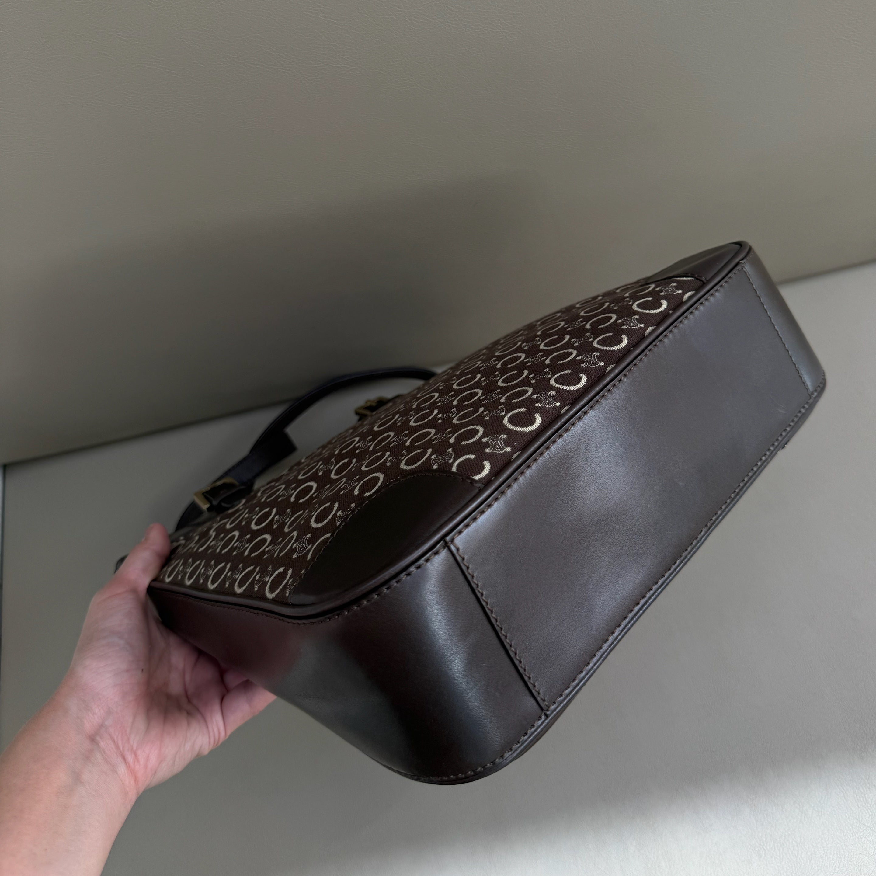 Celine C Macadam Brown Canvas Tote Bag