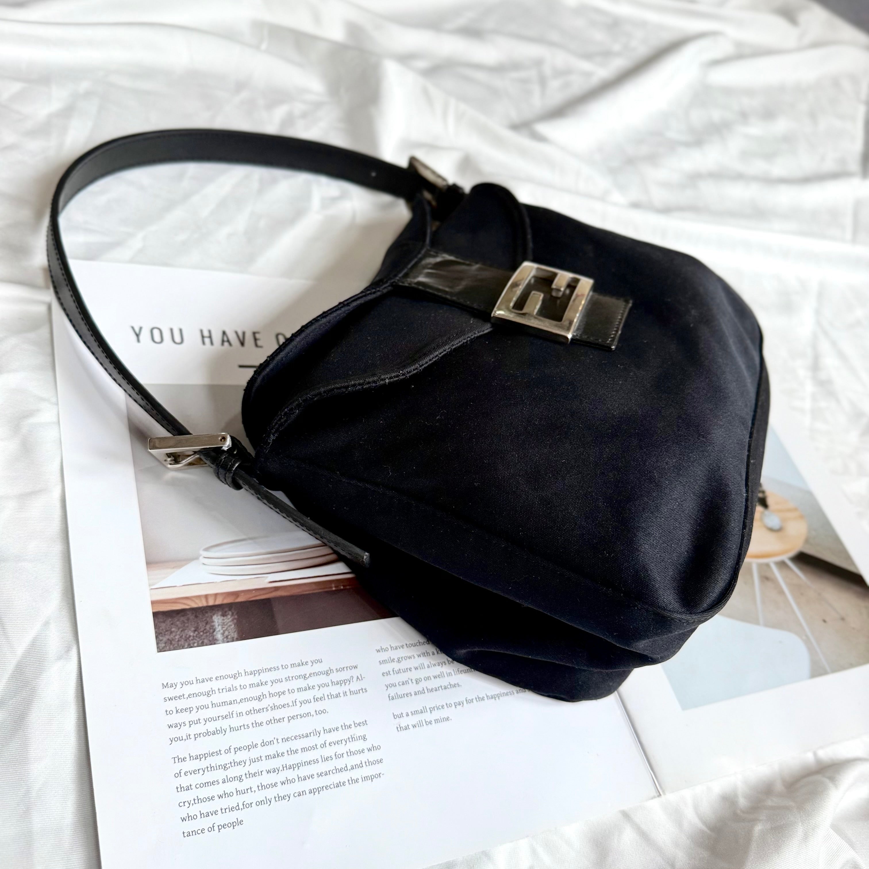 Fendi Mamma Baguette Bag Black Nylon