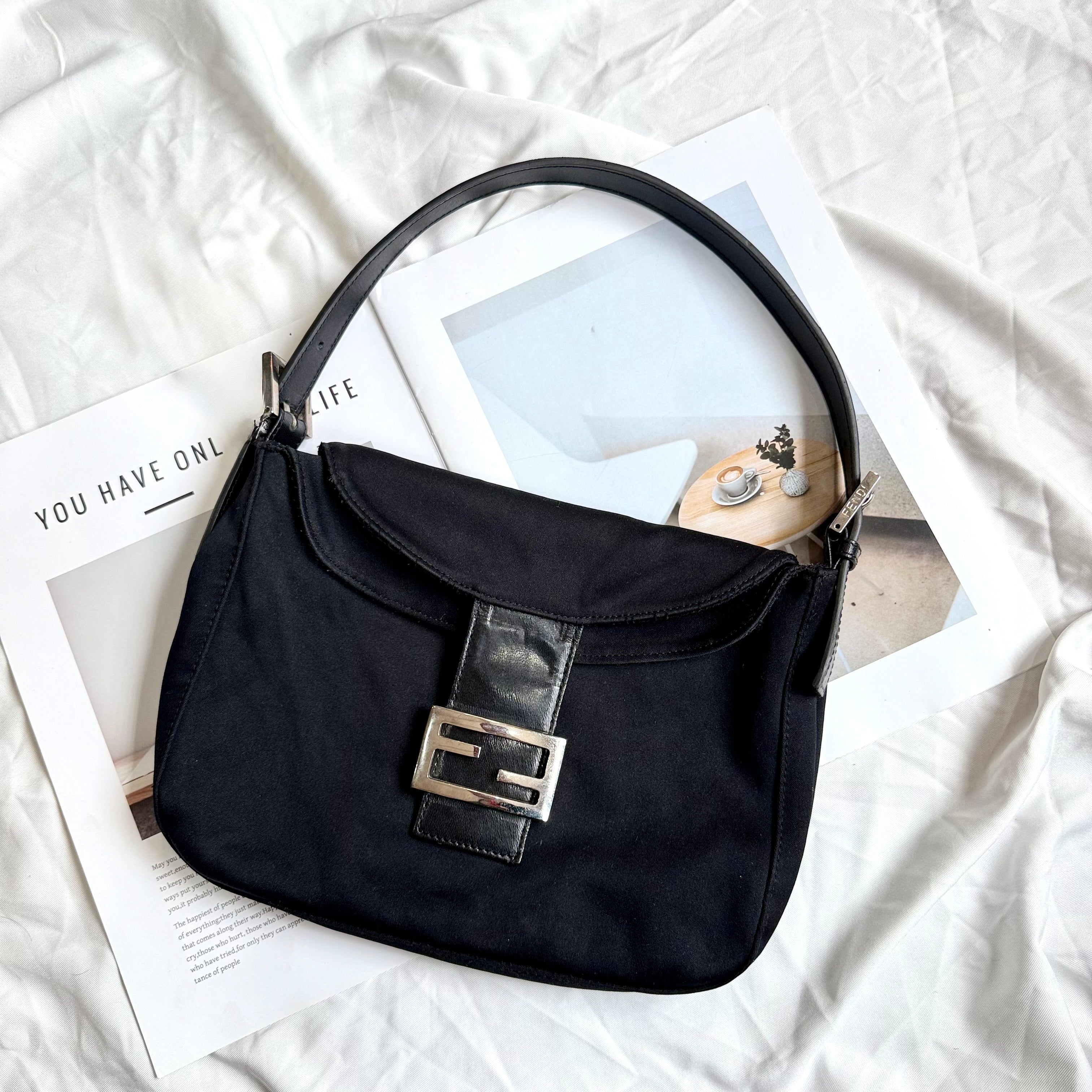 Fendi Mamma Baguette Bag Black Nylon