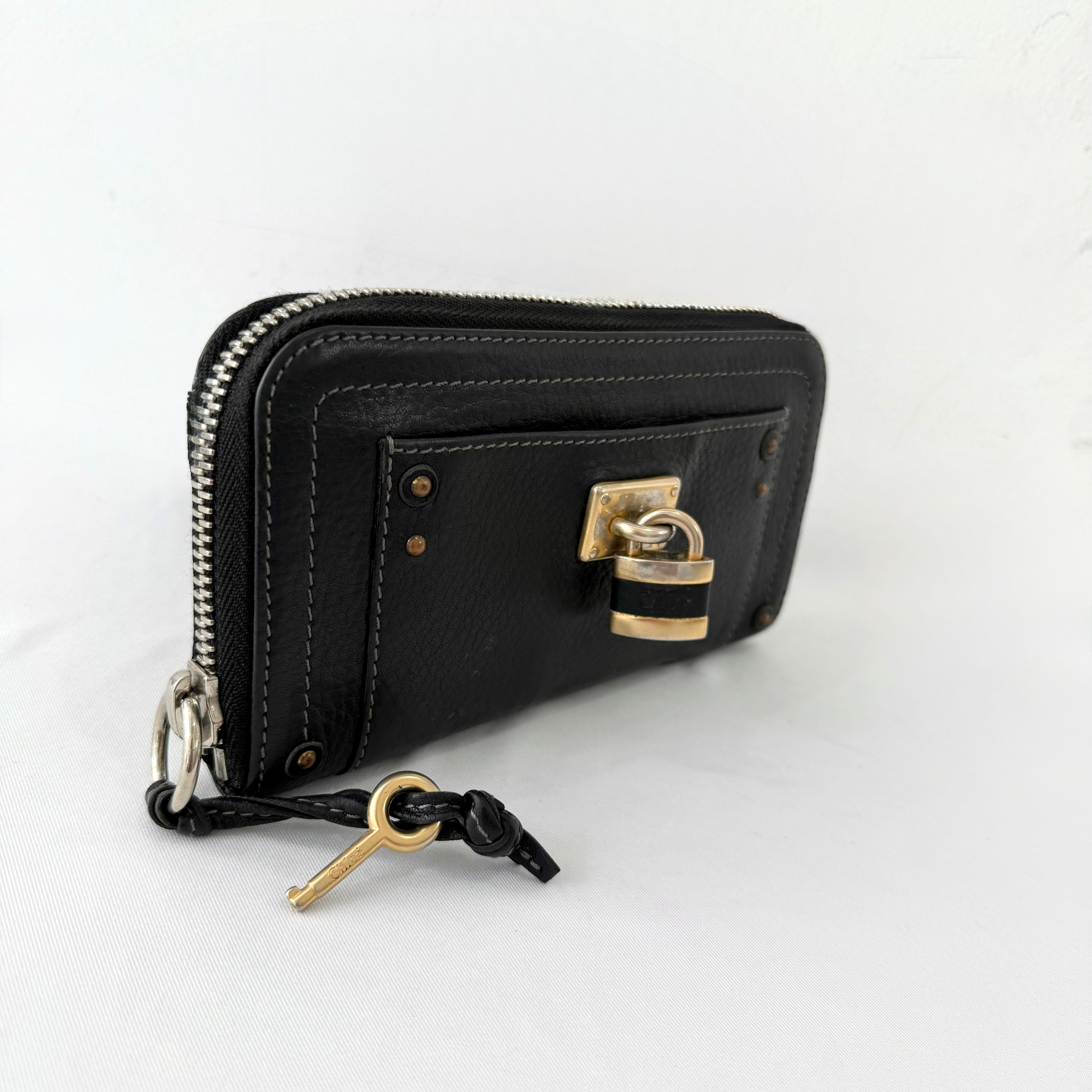 Chloe Black Leather Paddington Long Wallet