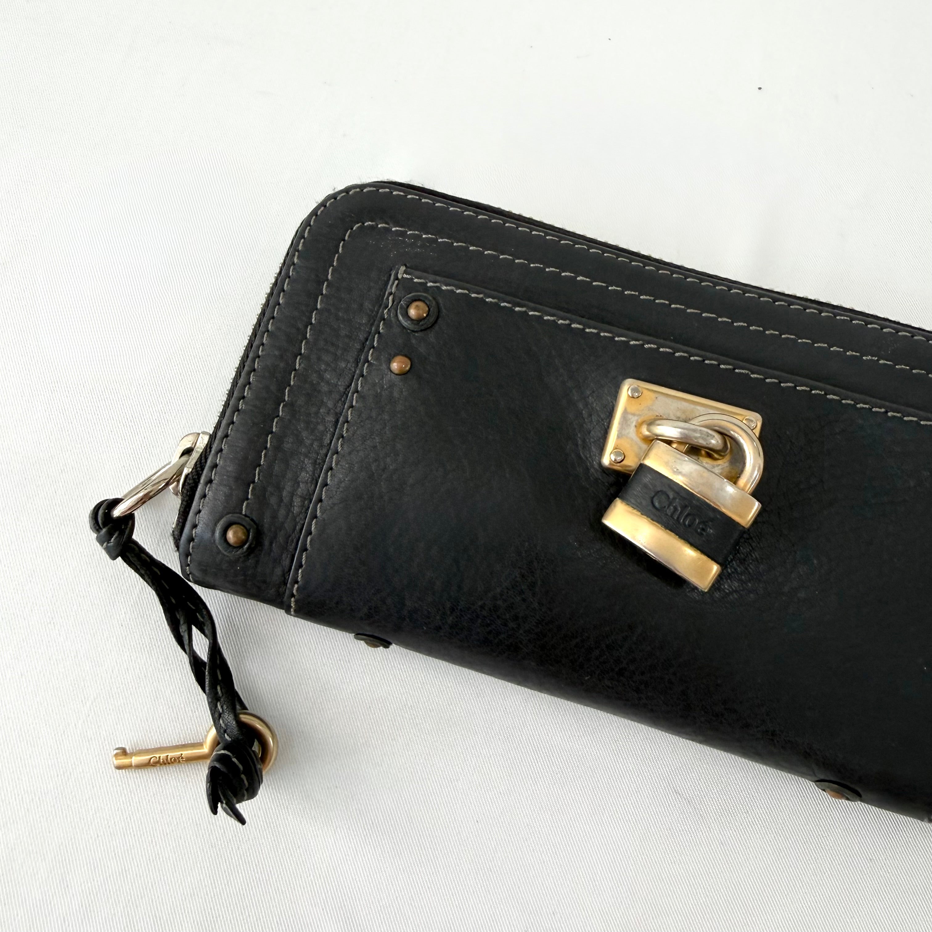 Chloe Black Leather Paddington Long Wallet